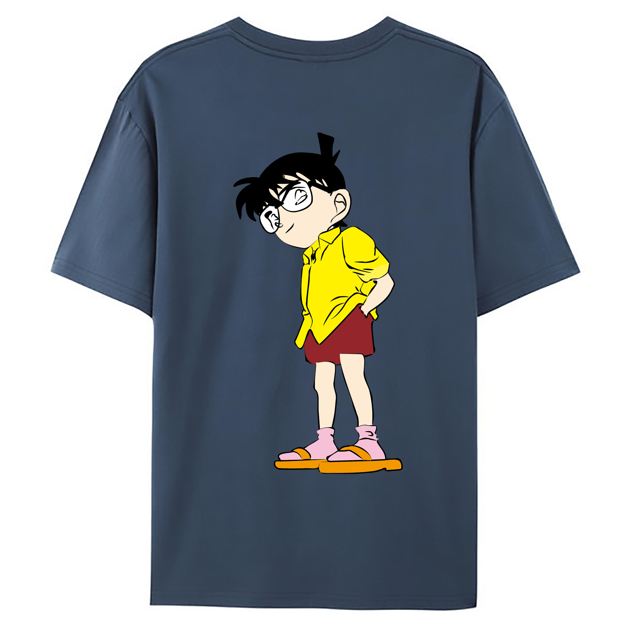 （画像用） 名探偵コナン 江戸川 コナン Detective Conan Conan Edogawa 綿100％ メンズ半袖Tシャツ（バックプリント） 通気性