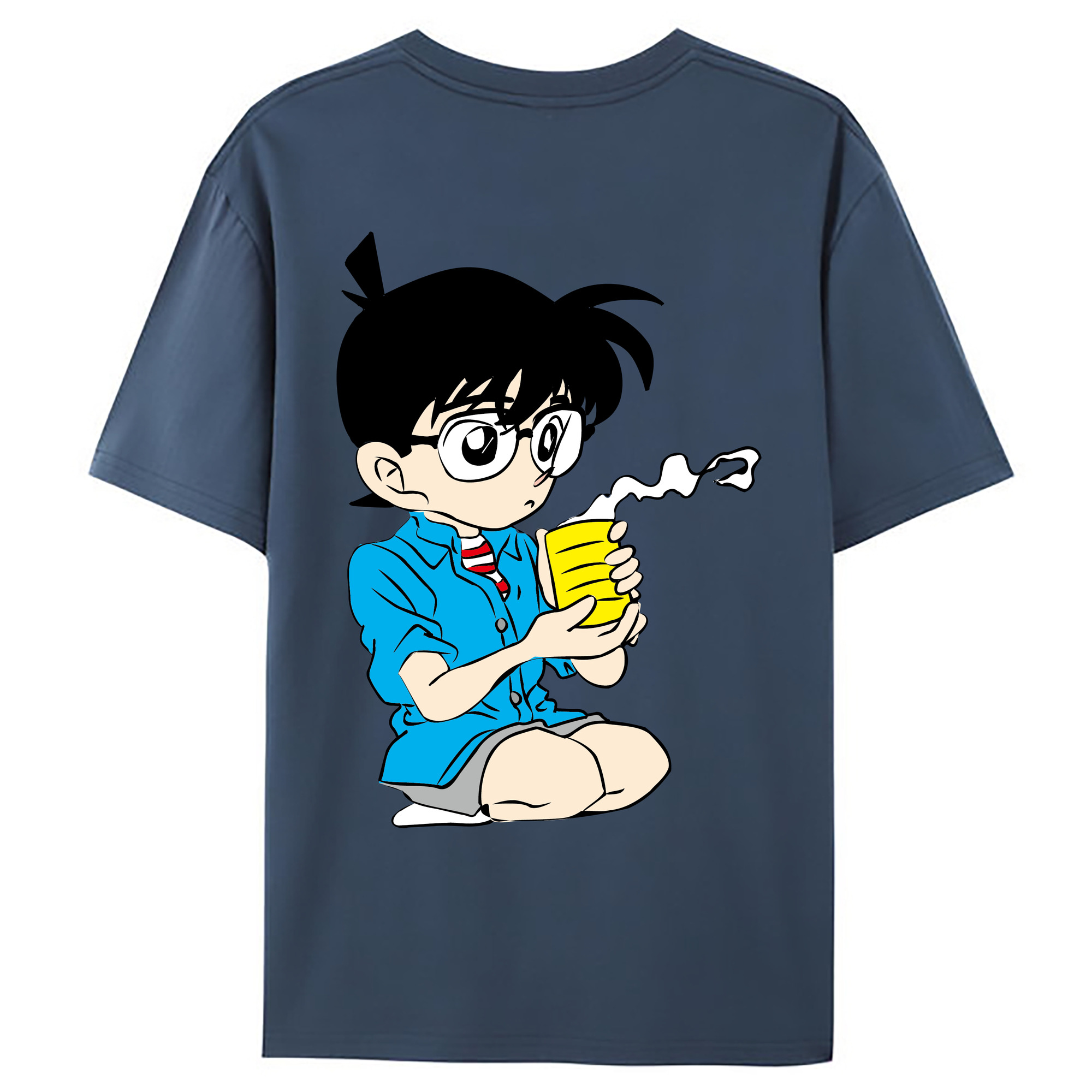 （画像用） 名探偵コナン 江戸川 コナン Detective Conan Conan Edogawa 綿100％ メンズ半袖Tシャツ（バックプリント） 通気性