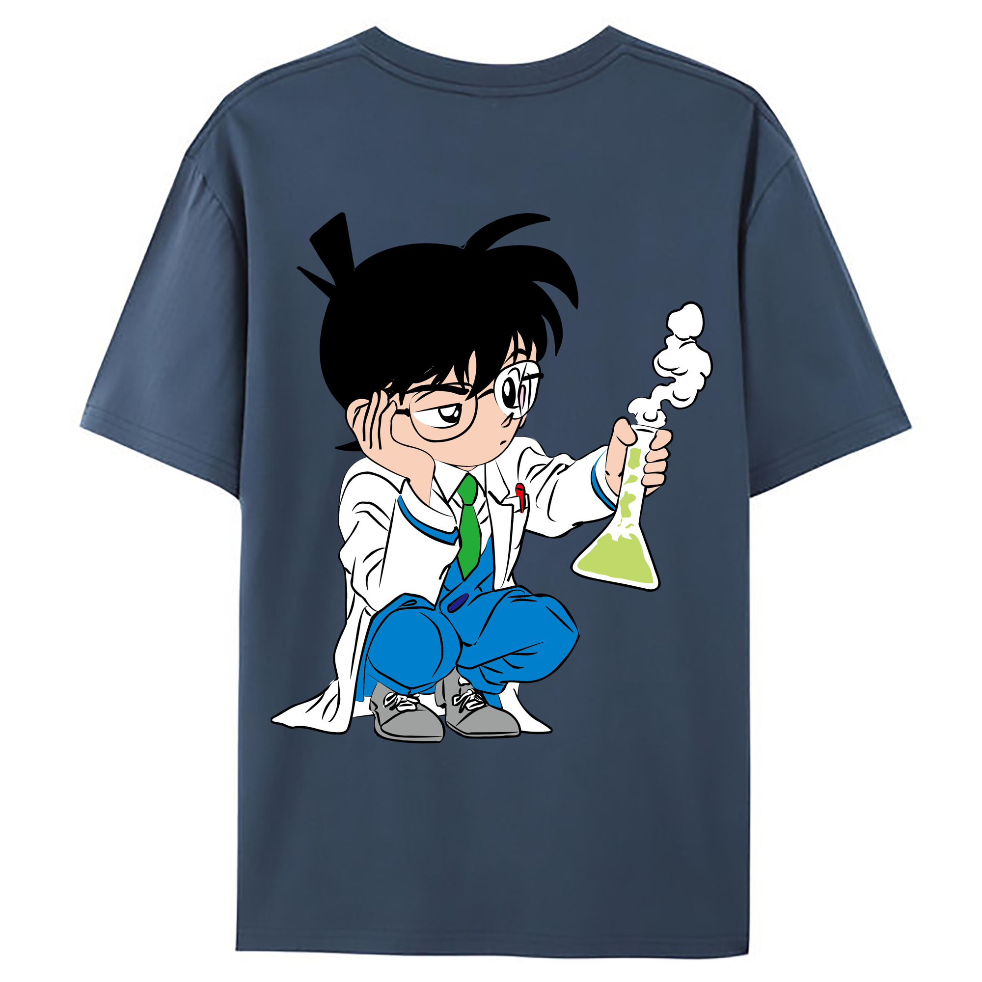 （画像用） 名探偵コナン 江戸川 コナン Detective Conan Conan Edogawa 綿100％ メンズ半袖Tシャツ（バックプリント） 通気性