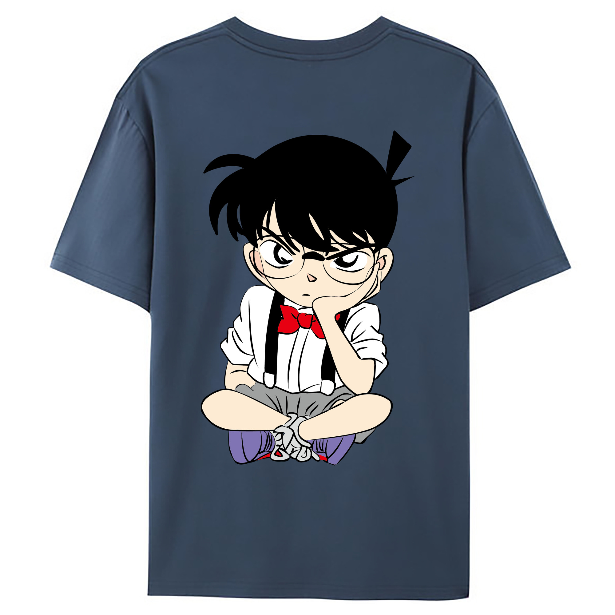 （画像用） 名探偵コナン 江戸川 コナン Detective Conan Conan Edogawa 綿100％ メンズ半袖Tシャツ（バックプリント） 通気性