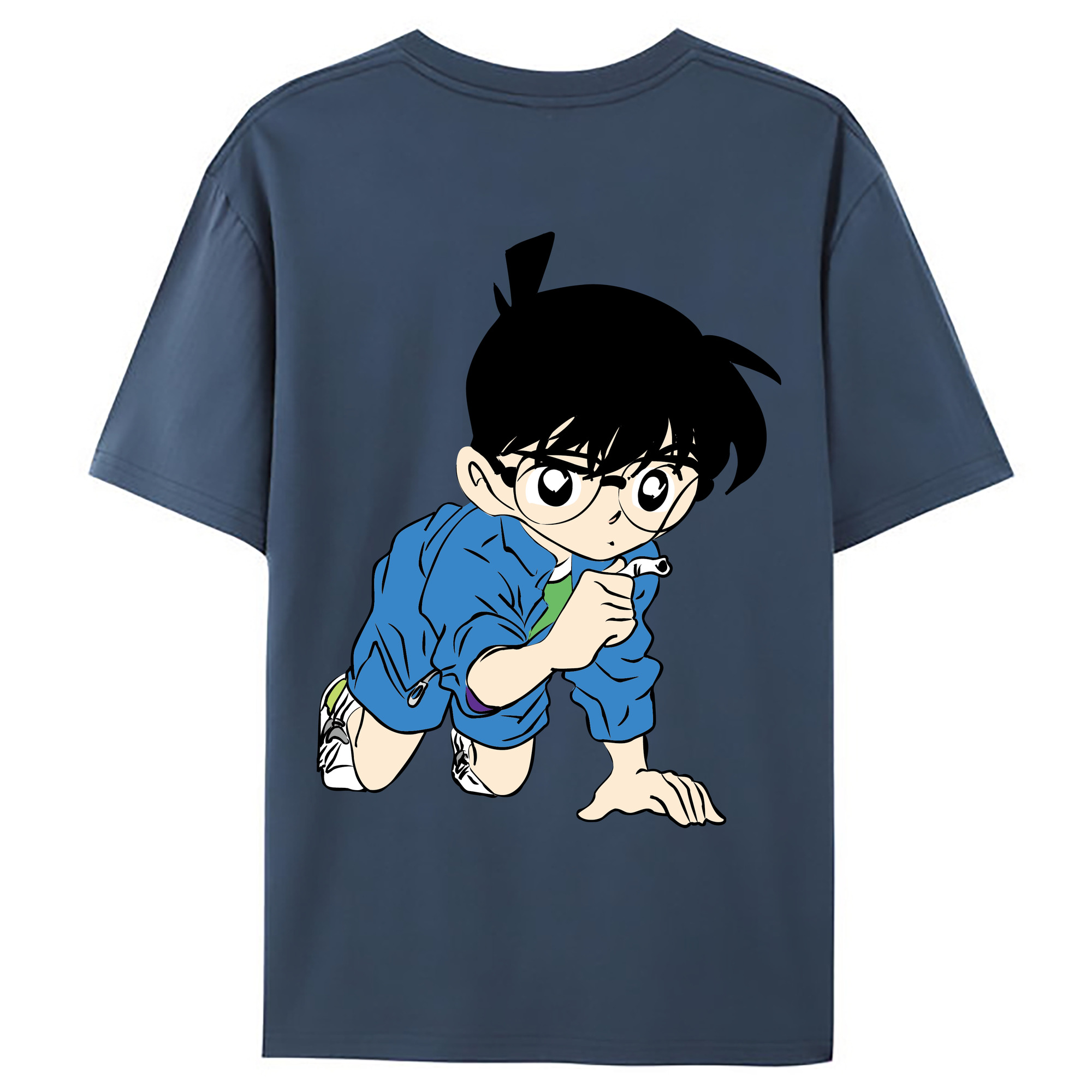 （画像用） 名探偵コナン 江戸川 コナン Detective Conan Conan Edogawa 綿100％ メンズ半袖Tシャツ（バックプリント） 通気性