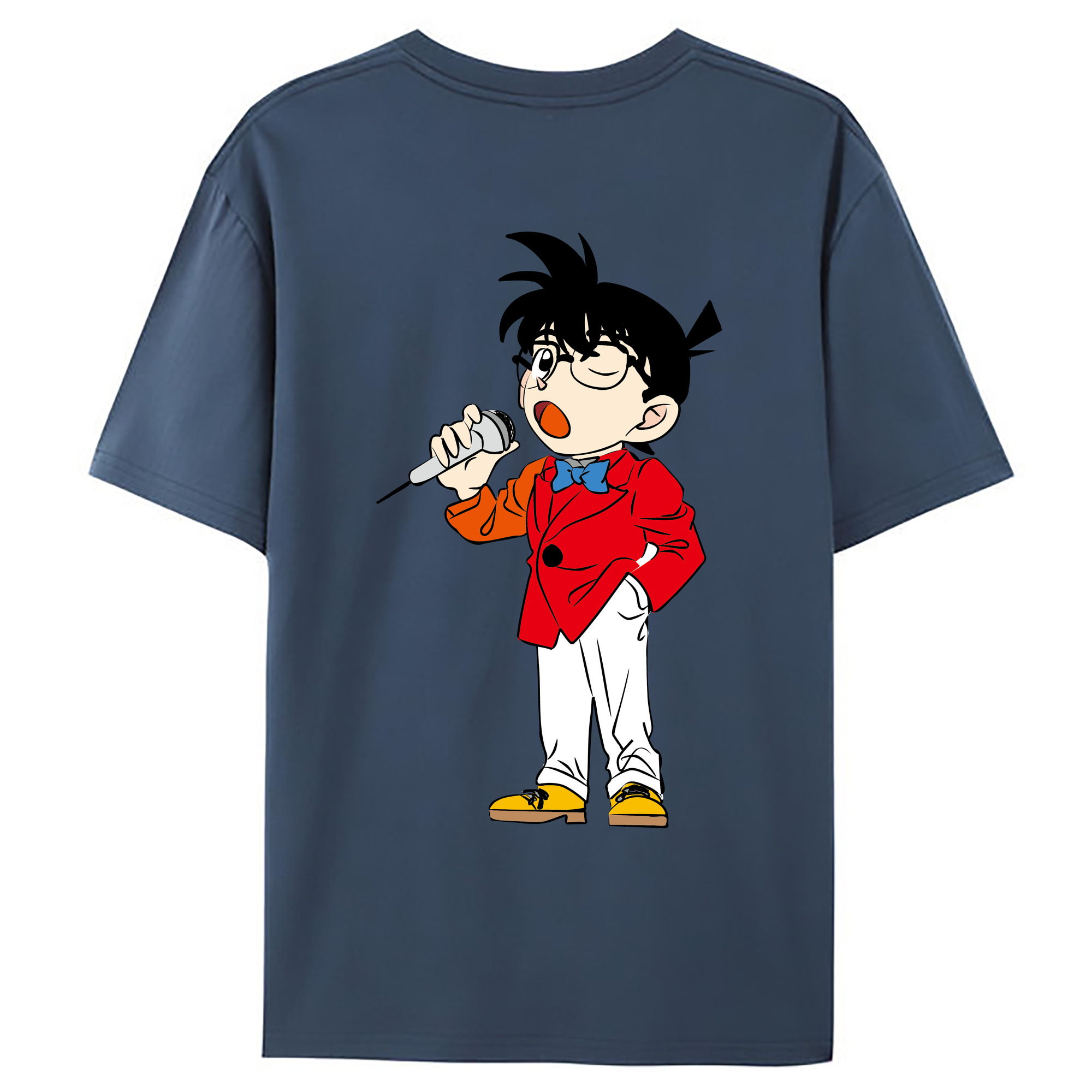 （画像用） 名探偵コナン 江戸川 コナン Detective Conan Conan Edogawa 綿100％ メンズ半袖Tシャツ（バックプリント） 通気性