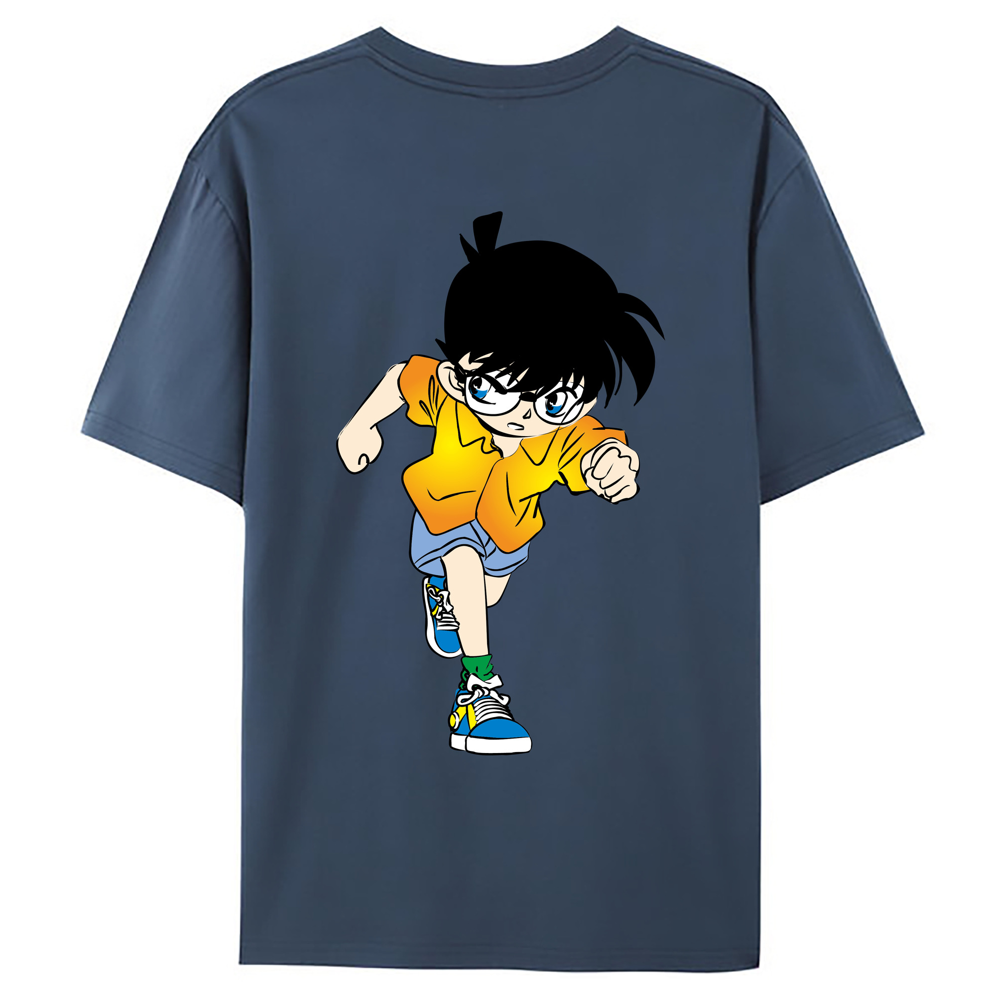 （画像用） 名探偵コナン 江戸川 コナン Detective Conan Conan Edogawa 綿100％ メンズ半袖Tシャツ（バックプリント） 通気性
