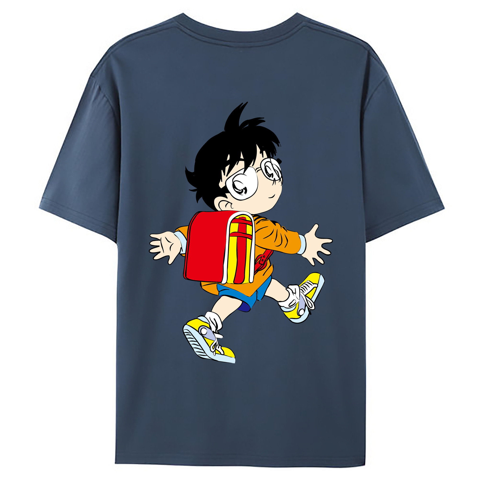 （画像用） 名探偵コナン 江戸川 コナン Detective Conan Conan Edogawa 綿100％ メンズ半袖Tシャツ（バックプリント） 通気性