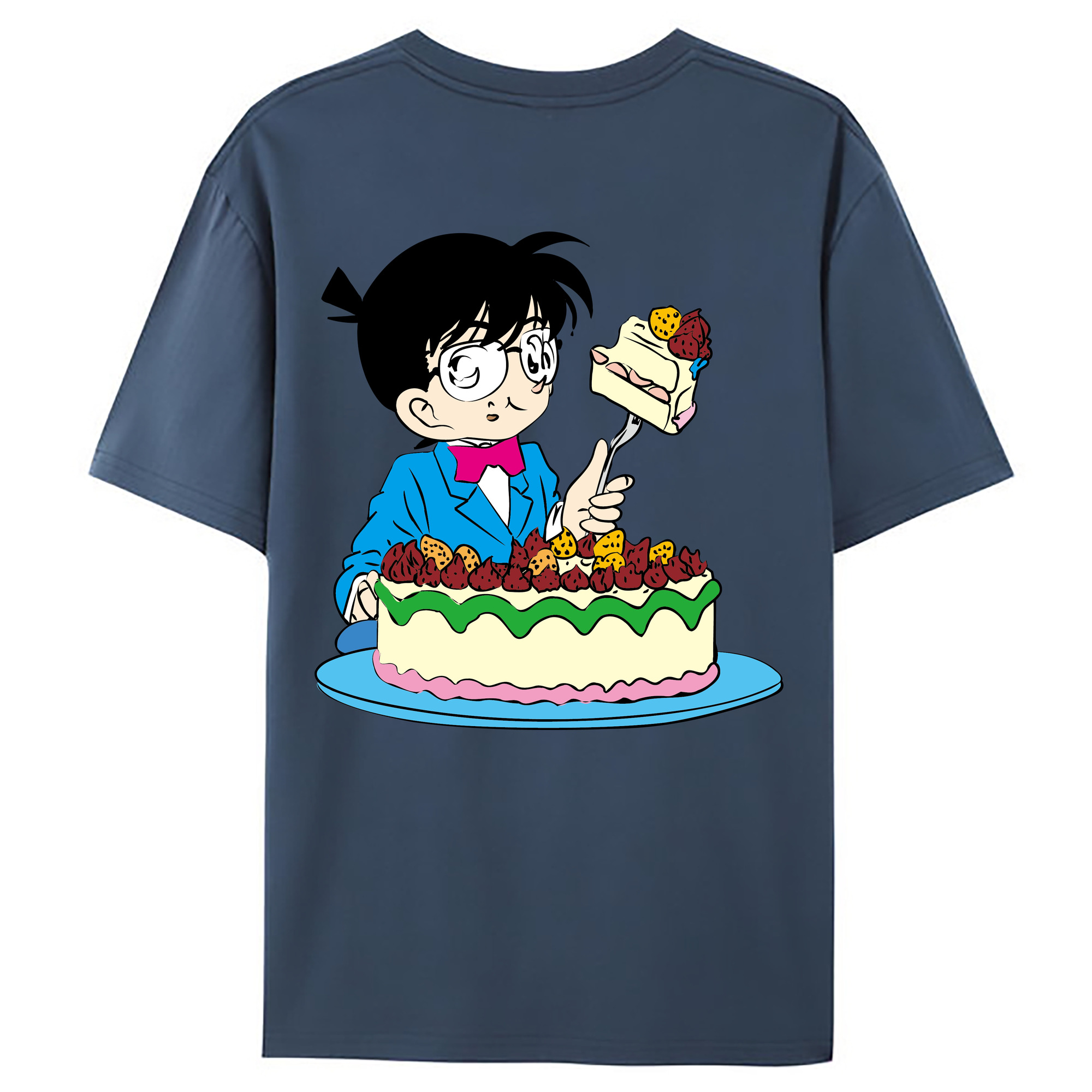 （画像用） 名探偵コナン 江戸川 コナン Detective Conan Conan Edogawa 綿100％ メンズ半袖Tシャツ（バックプリント） 通気性