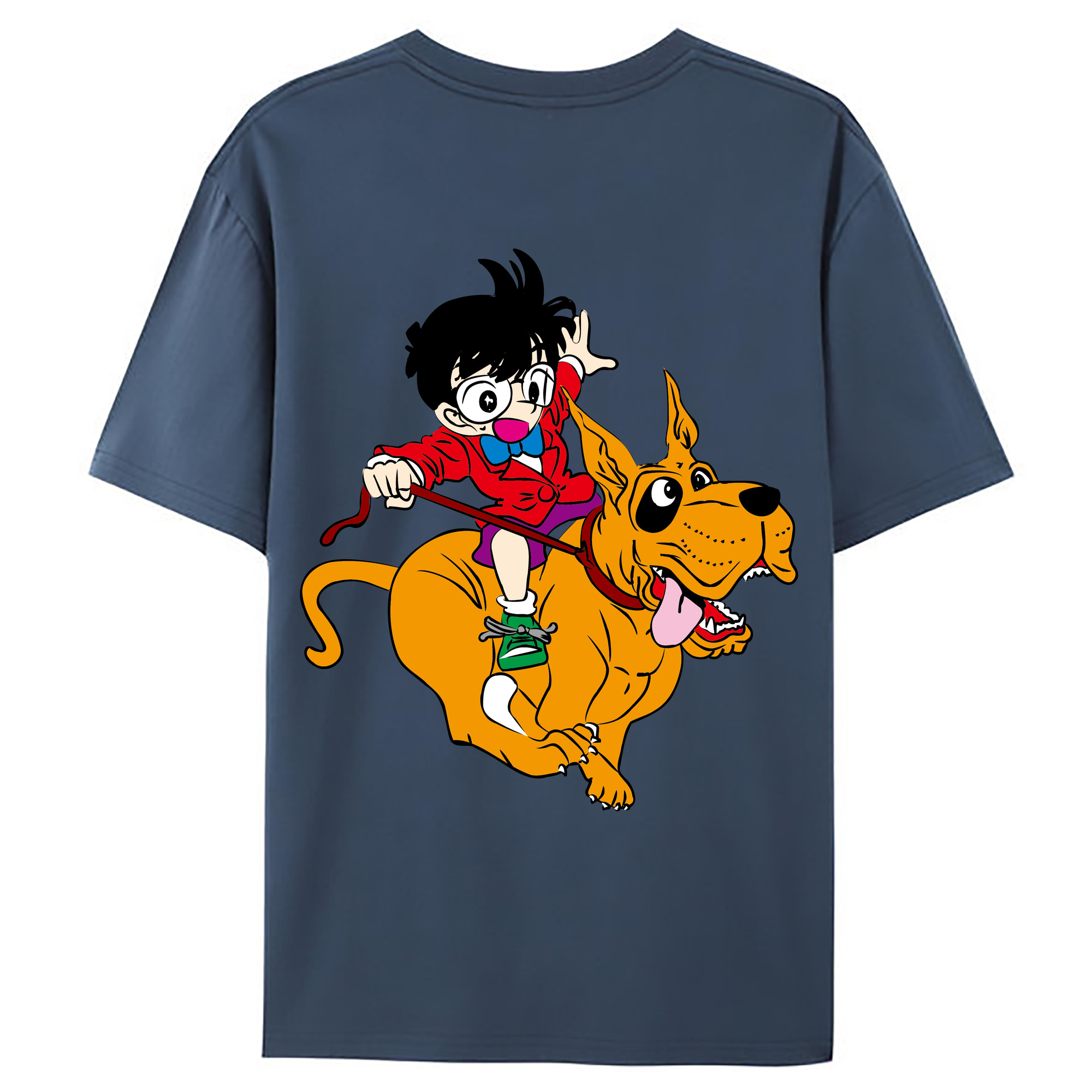 （画像用） 名探偵コナン 江戸川 コナン Detective Conan Conan Edogawa 綿100％ メンズ半袖Tシャツ（バックプリント） 通気性