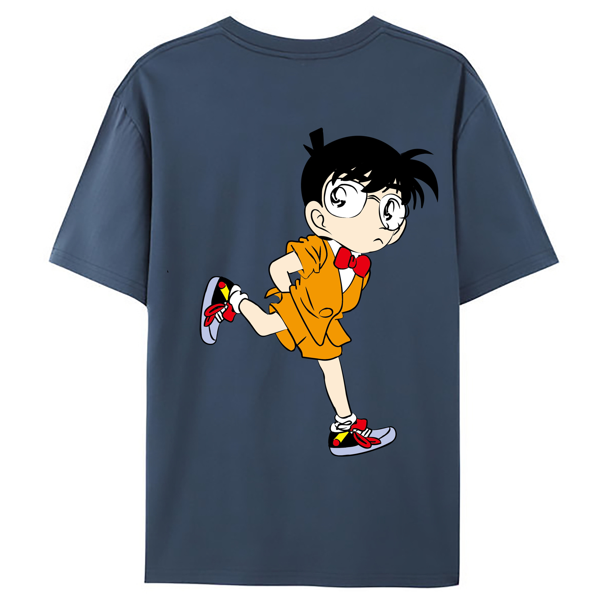 （画像用） 名探偵コナン 江戸川 コナン Detective Conan Conan Edogawa 綿100％ メンズ半袖Tシャツ（バックプリント） 通気性