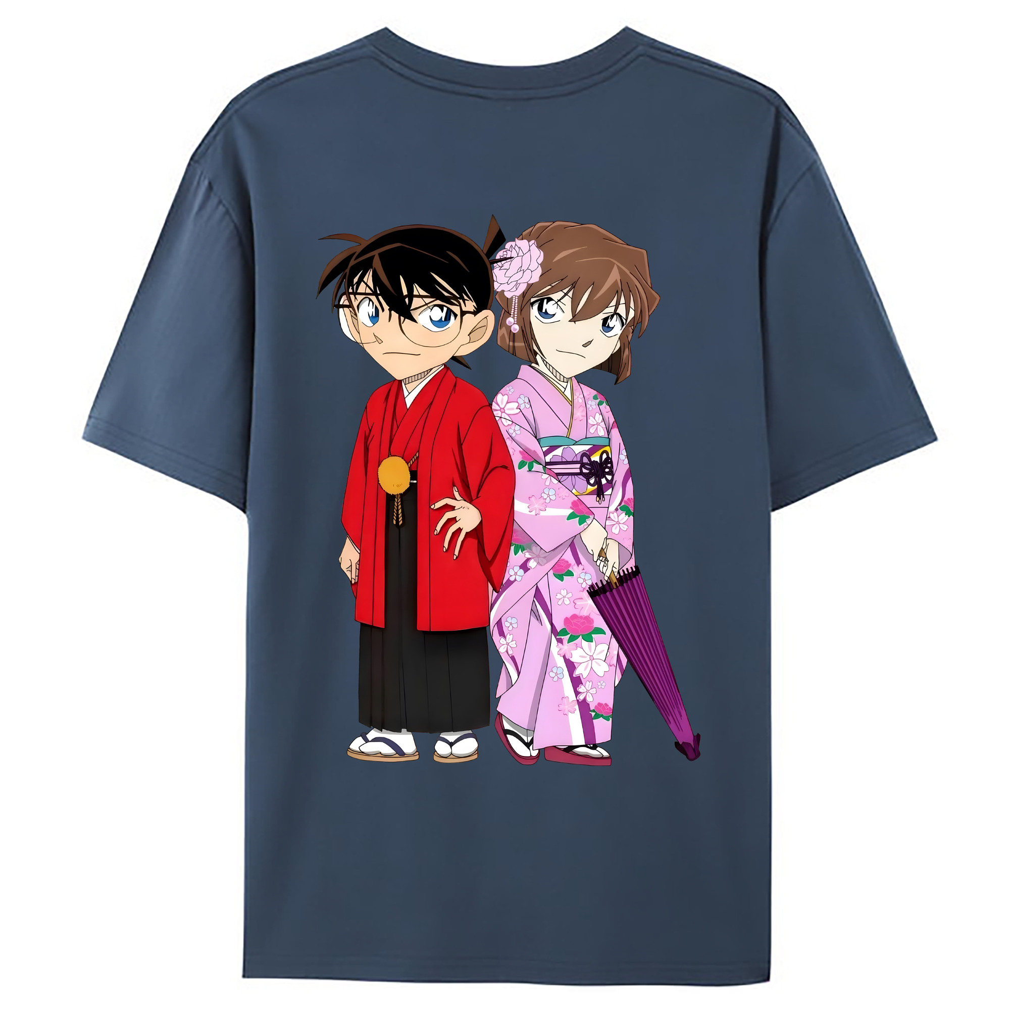 （画像用） 名探偵コナン 江戸川 コナン Detective Conan Conan Edogawa 綿100％ メンズ半袖Tシャツ（バックプリント） 通気性