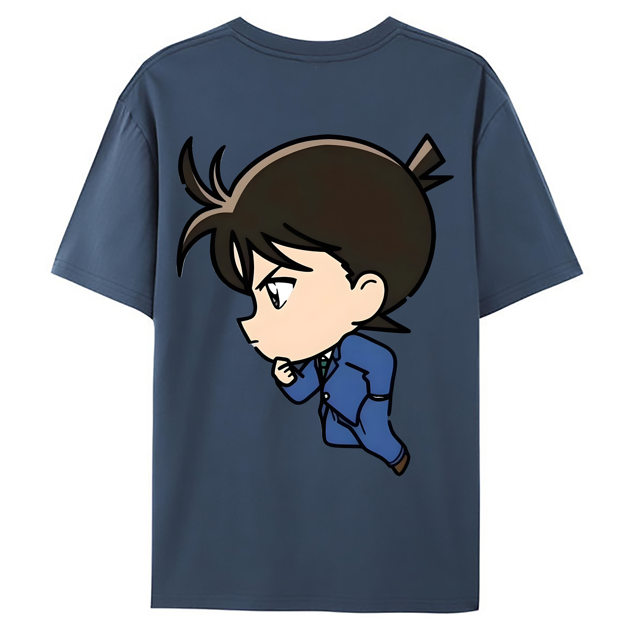 （画像用） 名探偵コナン 江戸川 コナン Detective Conan Conan Edogawa 綿100％ メンズ半袖Tシャツ（バックプリント） 通気性