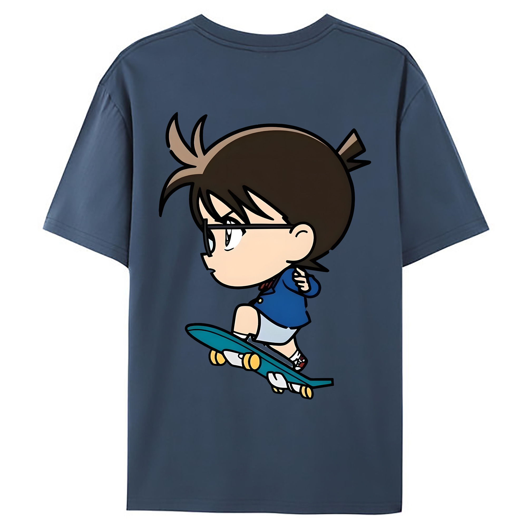 （画像用） 名探偵コナン 江戸川 コナン Detective Conan Conan Edogawa 綿100％ メンズ半袖Tシャツ（バックプリント） 通気性