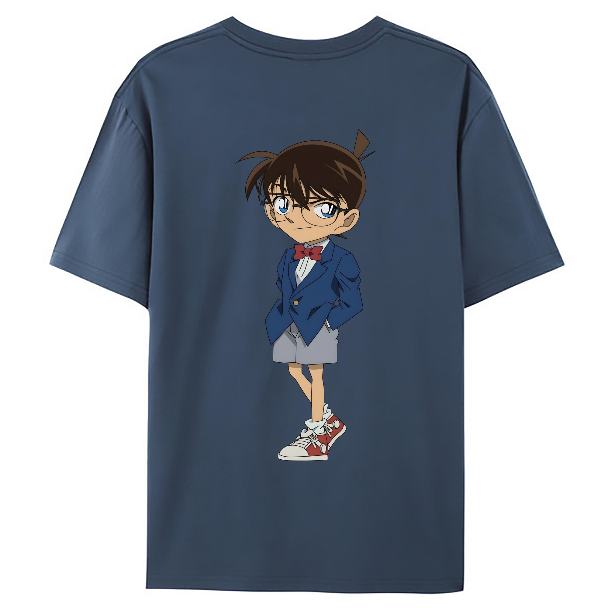 （画像用） 名探偵コナン 江戸川 コナン Detective Conan Conan Edogawa 綿100％ メンズ半袖Tシャツ（バックプリント） 通気性