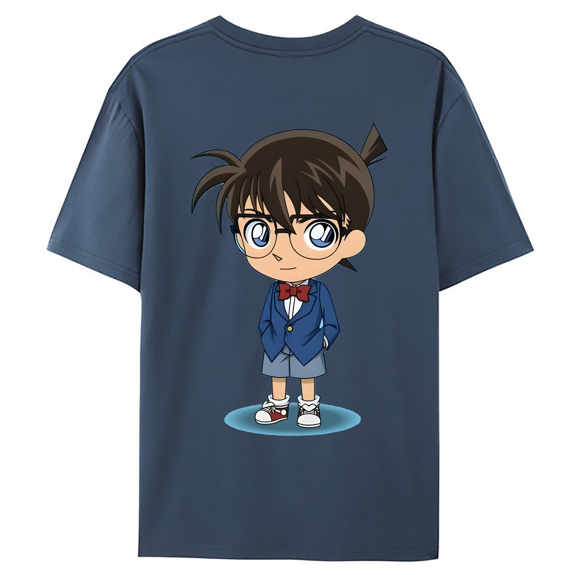 （画像用） 名探偵コナン 江戸川 コナン Detective Conan Conan Edogawa 綿100％ メンズ半袖Tシャツ（バックプリント） 通気性