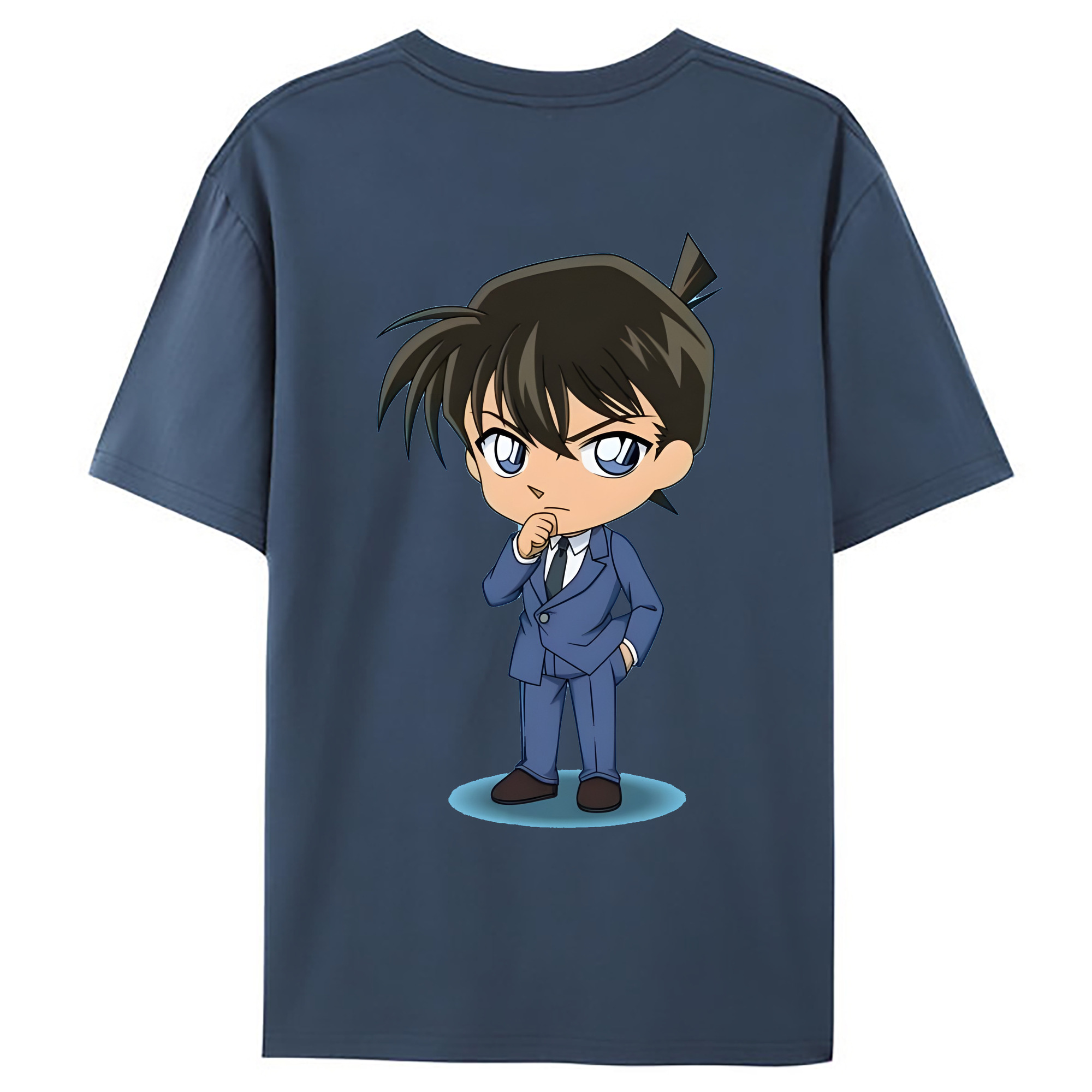 （画像用） 名探偵コナン 江戸川 コナン Detective Conan Conan Edogawa 綿100％ メンズ半袖Tシャツ（バックプリント） 通気性