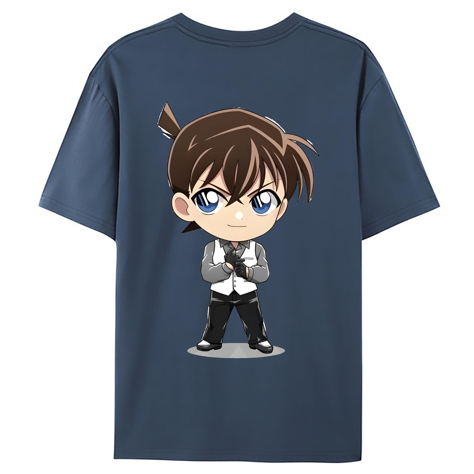（画像用） 名探偵コナン 江戸川 コナン Detective Conan Conan Edogawa 綿100％ メンズ半袖Tシャツ（バックプリント） 通気性