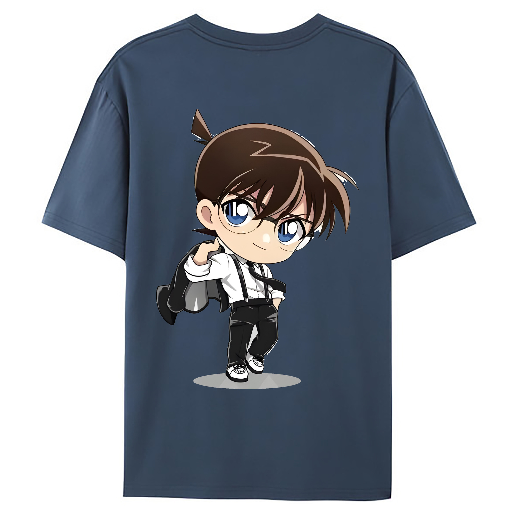 （画像用） 名探偵コナン 江戸川 コナン Detective Conan Conan Edogawa 綿100％ メンズ半袖Tシャツ（バックプリント） 通気性