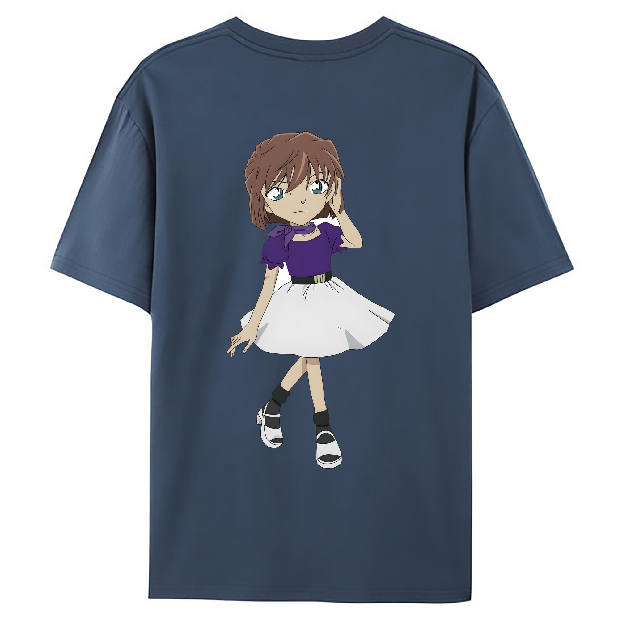 （画像用） 名探偵コナン 灰原 哀 はいばら あい Detective Conan Anita Hailey、Vi Graythorn Haibara Ai 綿100％ メンズ半袖Tシャツ（バックプリント） 通気性