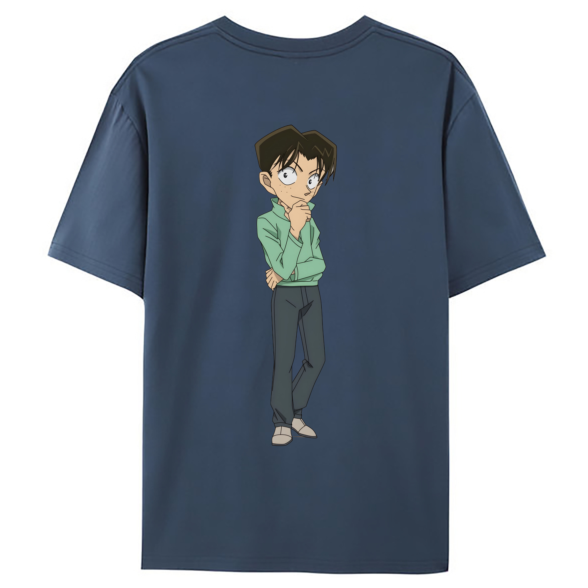 （画像用） 名探偵コナン 円谷 光彦 つぶらや みつひこ Detective Conan Mitch Tennyson 綿100％ メンズ半袖Tシャツ（バックプリント） 通気性