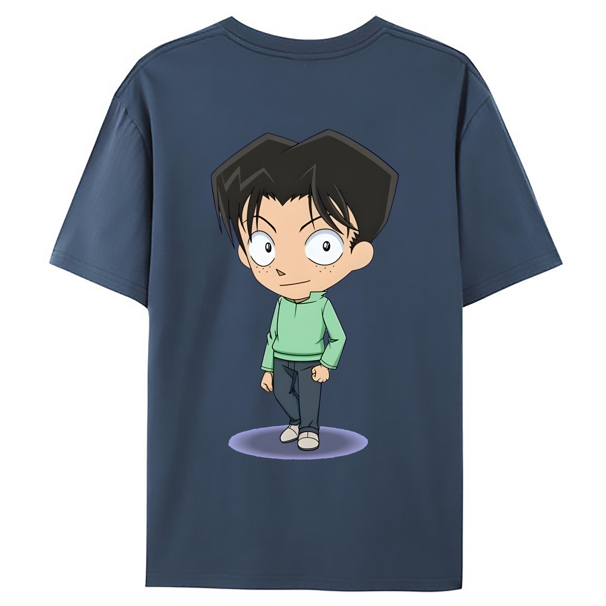 （画像用） 名探偵コナン 円谷 光彦 つぶらや みつひこ Detective Conan Mitch Tennyson 綿100％ メンズ半袖Tシャツ（バックプリント） 通気性