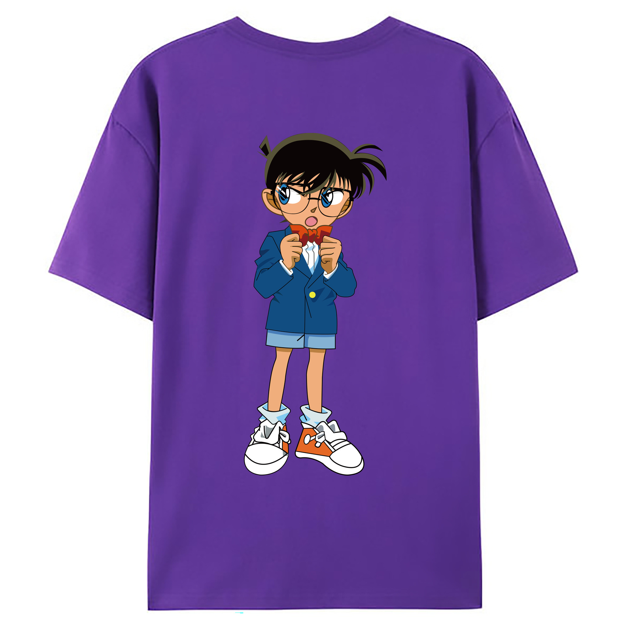 （画像用） 名探偵コナン 江戸川 コナン Detective Conan Conan Edogawa 綿100％ メンズ半袖Tシャツ（バックプリント） 通気性