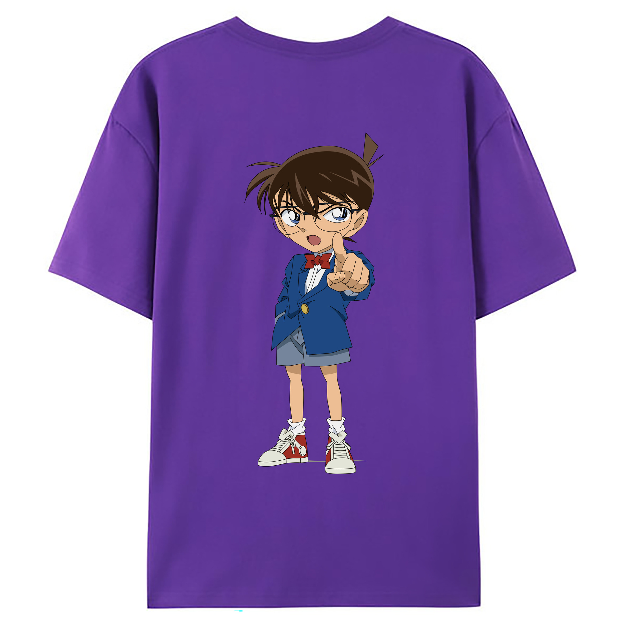 （画像用） 名探偵コナン 江戸川 コナン Detective Conan Conan Edogawa 綿100％ メンズ半袖Tシャツ（バックプリント） 通気性