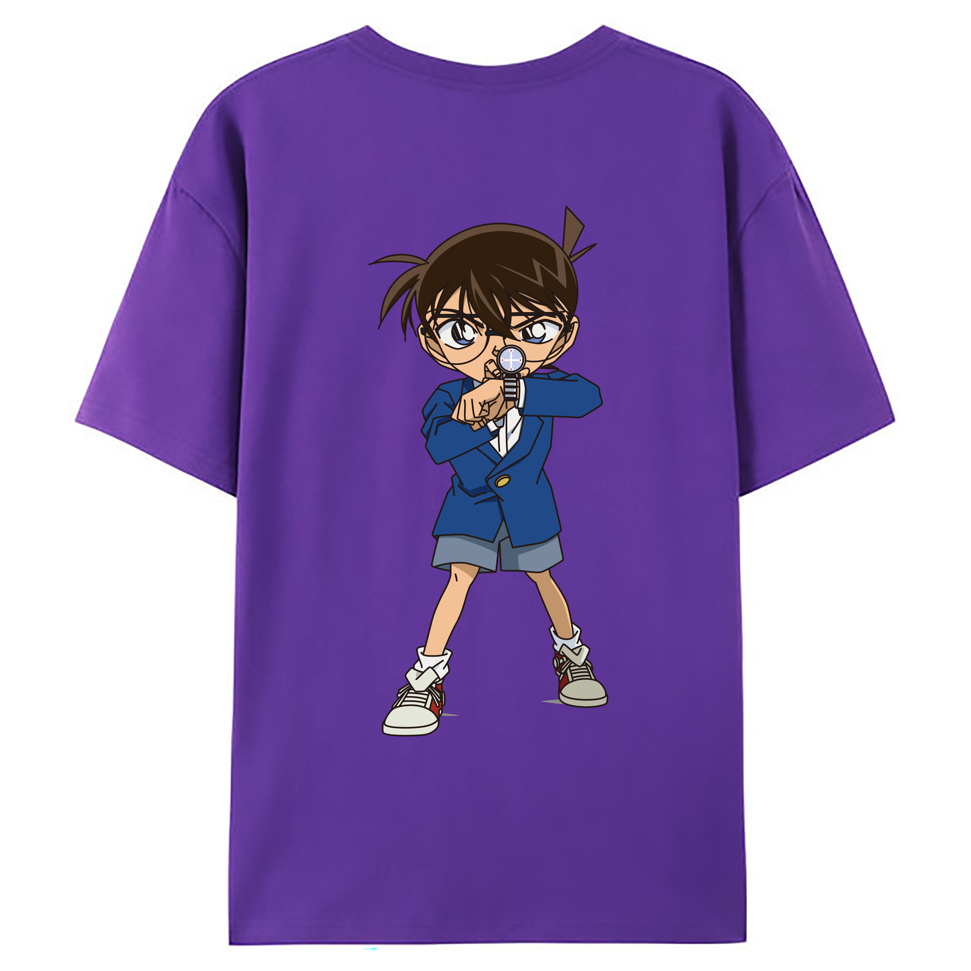 （画像用） 名探偵コナン 江戸川 コナン Detective Conan Conan Edogawa 綿100％ メンズ半袖Tシャツ（バックプリント） 通気性