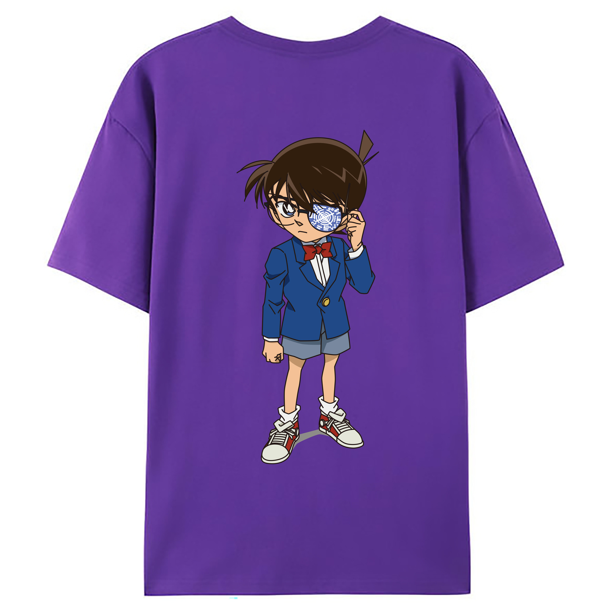 （画像用） 名探偵コナン 江戸川 コナン Detective Conan Conan Edogawa 綿100％ メンズ半袖Tシャツ（バックプリント） 通気性