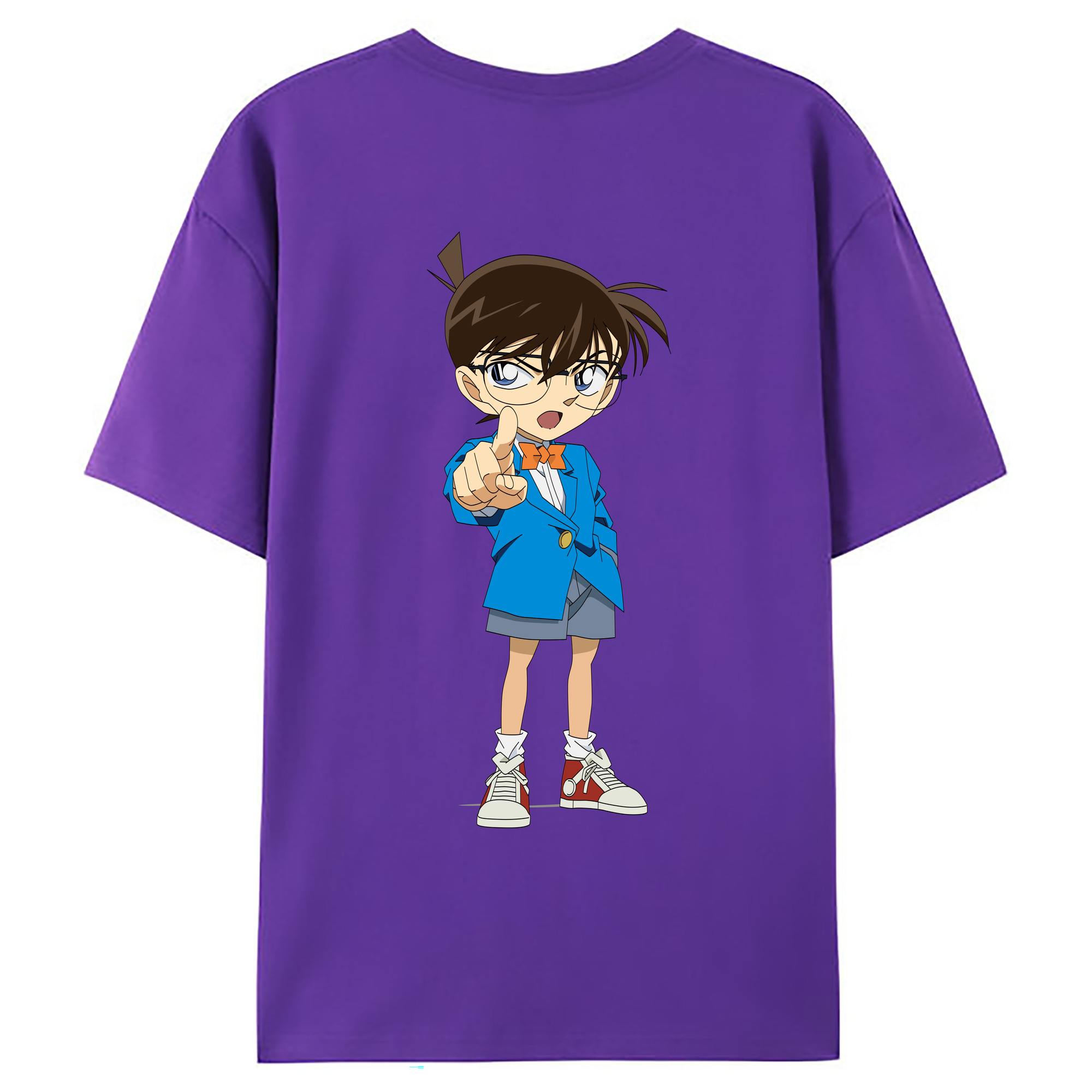 （画像用） 名探偵コナン 江戸川 コナン Detective Conan Conan Edogawa 綿100％ メンズ半袖Tシャツ（バックプリント） 通気性