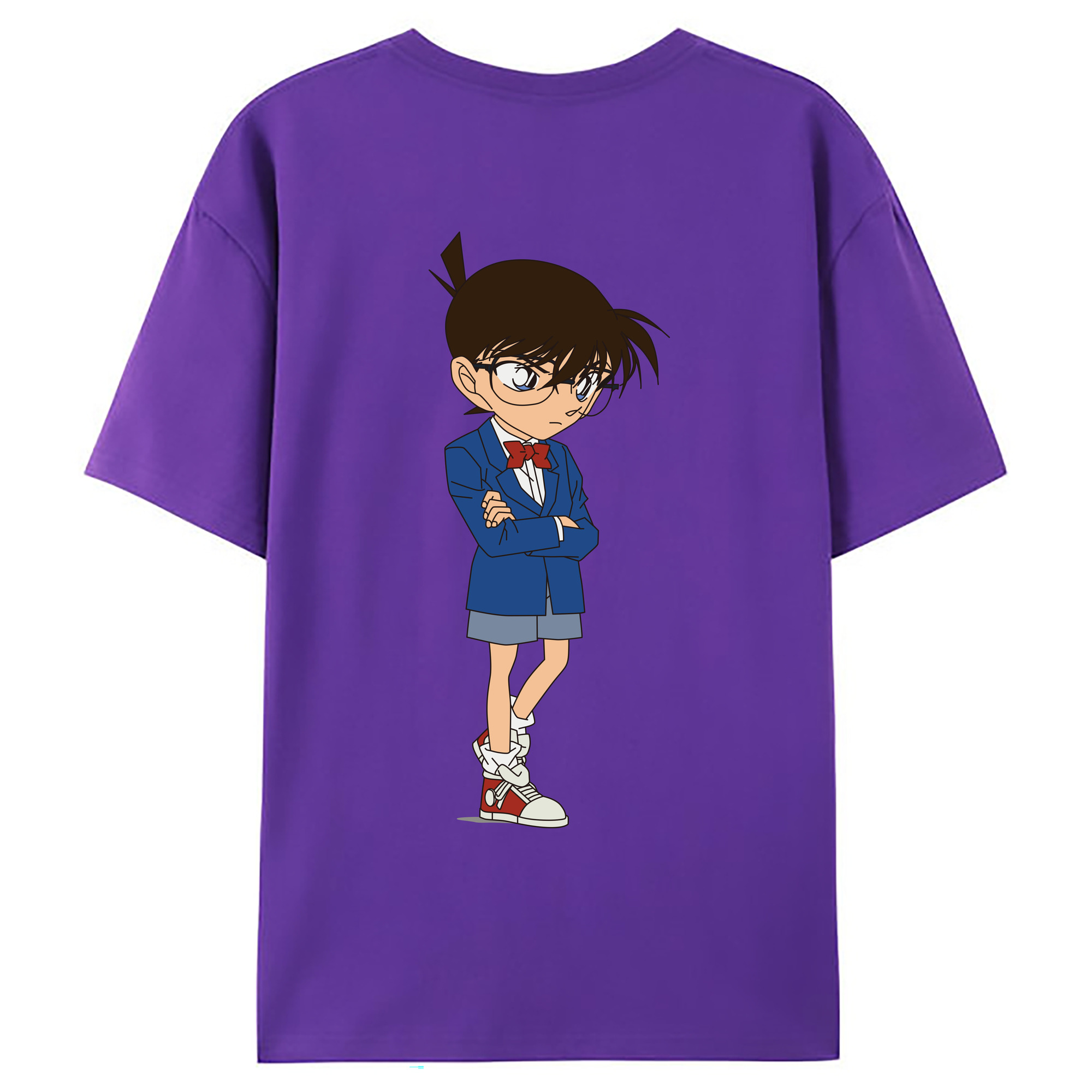 （画像用） 名探偵コナン 江戸川 コナン Detective Conan Conan Edogawa 綿100％ メンズ半袖Tシャツ（バックプリント） 通気性