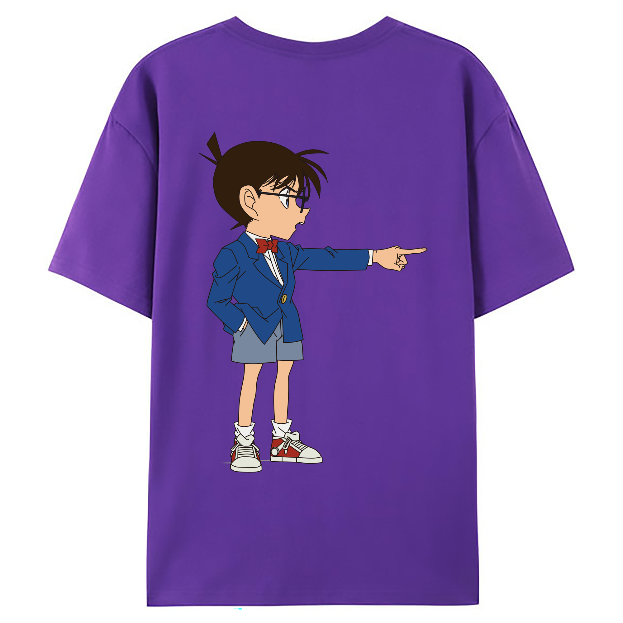 （画像用） 名探偵コナン 江戸川 コナン Detective Conan Conan Edogawa 綿100％ メンズ半袖Tシャツ（バックプリント） 通気性