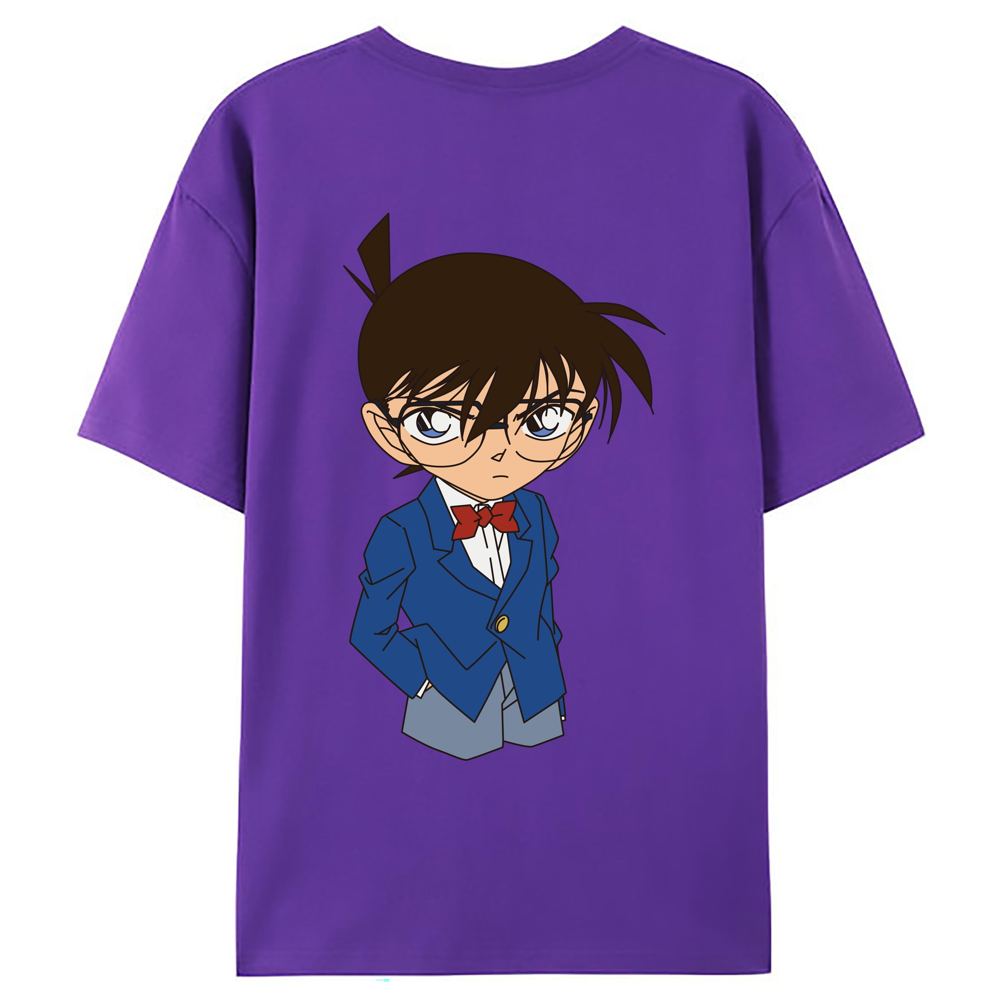（画像用） 名探偵コナン 江戸川 コナン Detective Conan Conan Edogawa 綿100％ メンズ半袖Tシャツ（バックプリント） 通気性