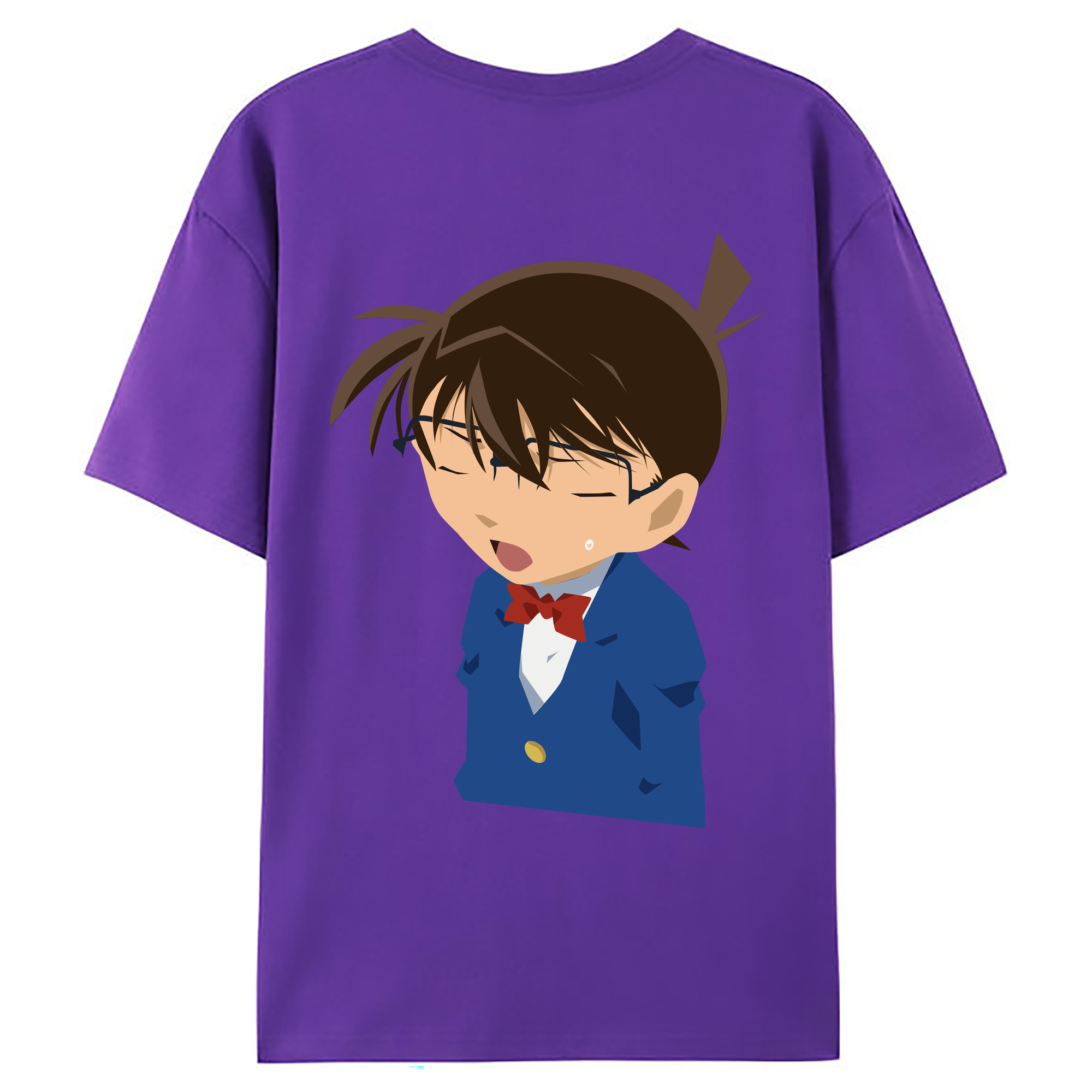 （画像用） 名探偵コナン 江戸川 コナン Detective Conan Conan Edogawa 綿100％ メンズ半袖Tシャツ（バックプリント） 通気性
