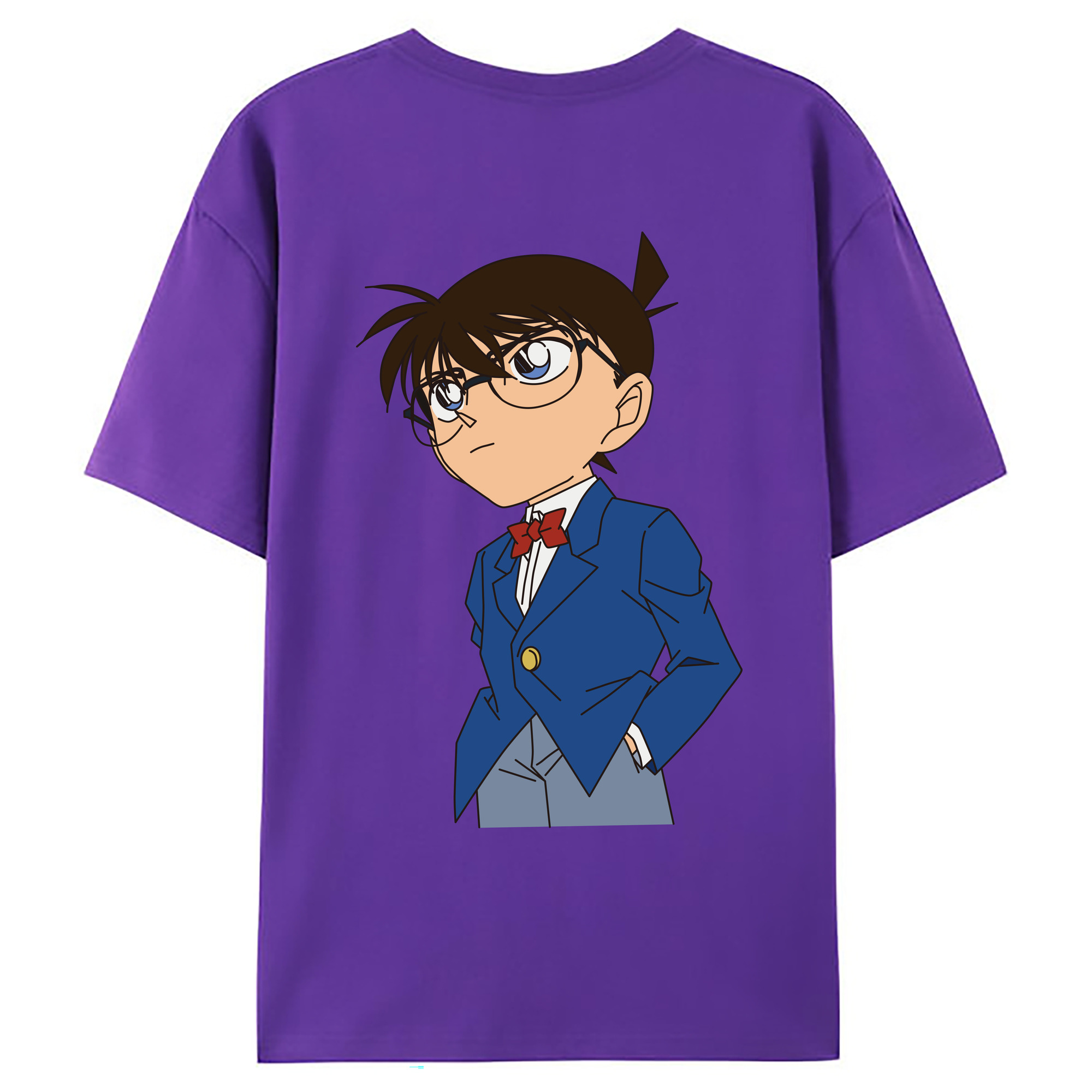 （画像用） 名探偵コナン 江戸川 コナン Detective Conan Conan Edogawa 綿100％ メンズ半袖Tシャツ（バックプリント） 通気性