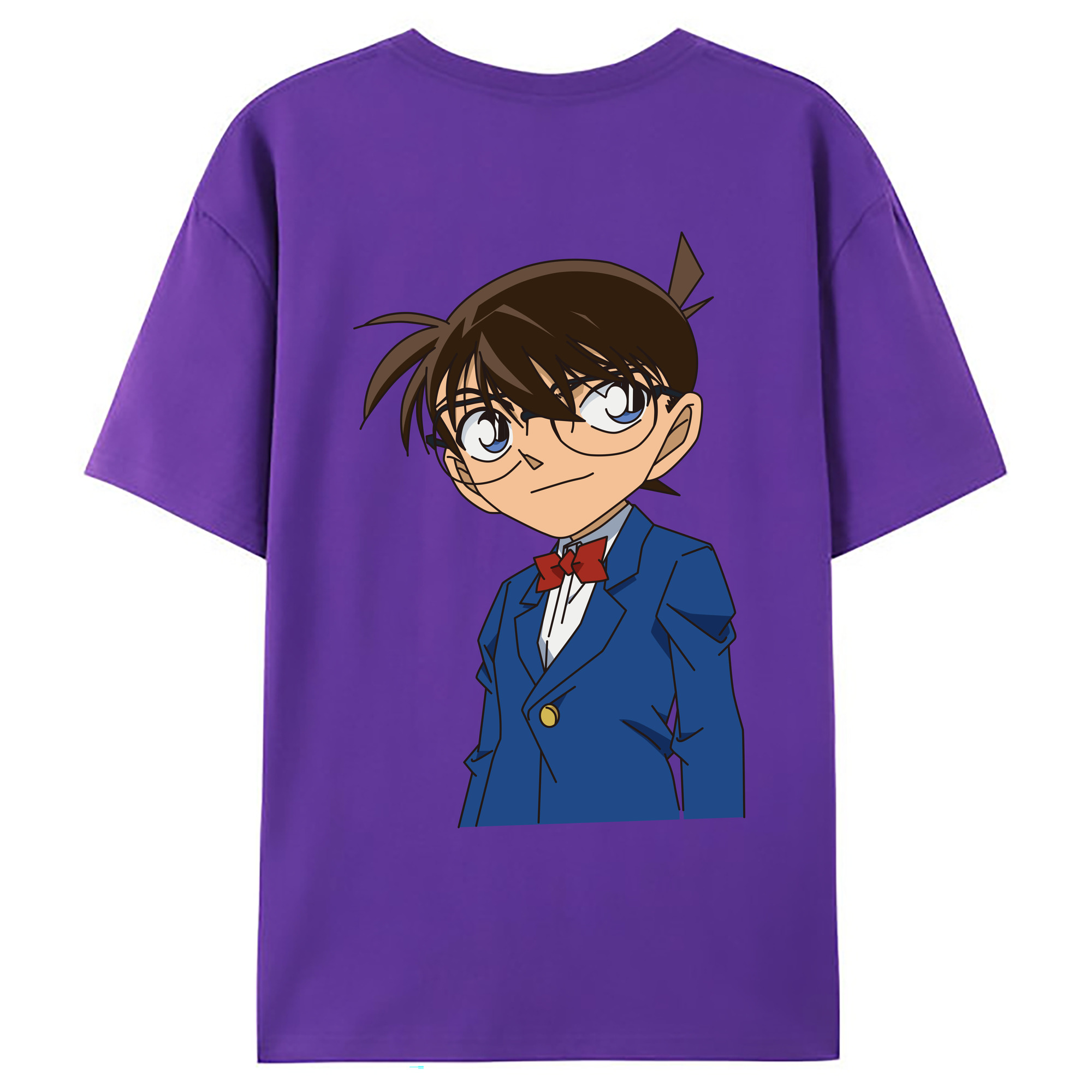 （画像用） 名探偵コナン 江戸川 コナン Detective Conan Conan Edogawa 綿100％ メンズ半袖Tシャツ（バックプリント） 通気性