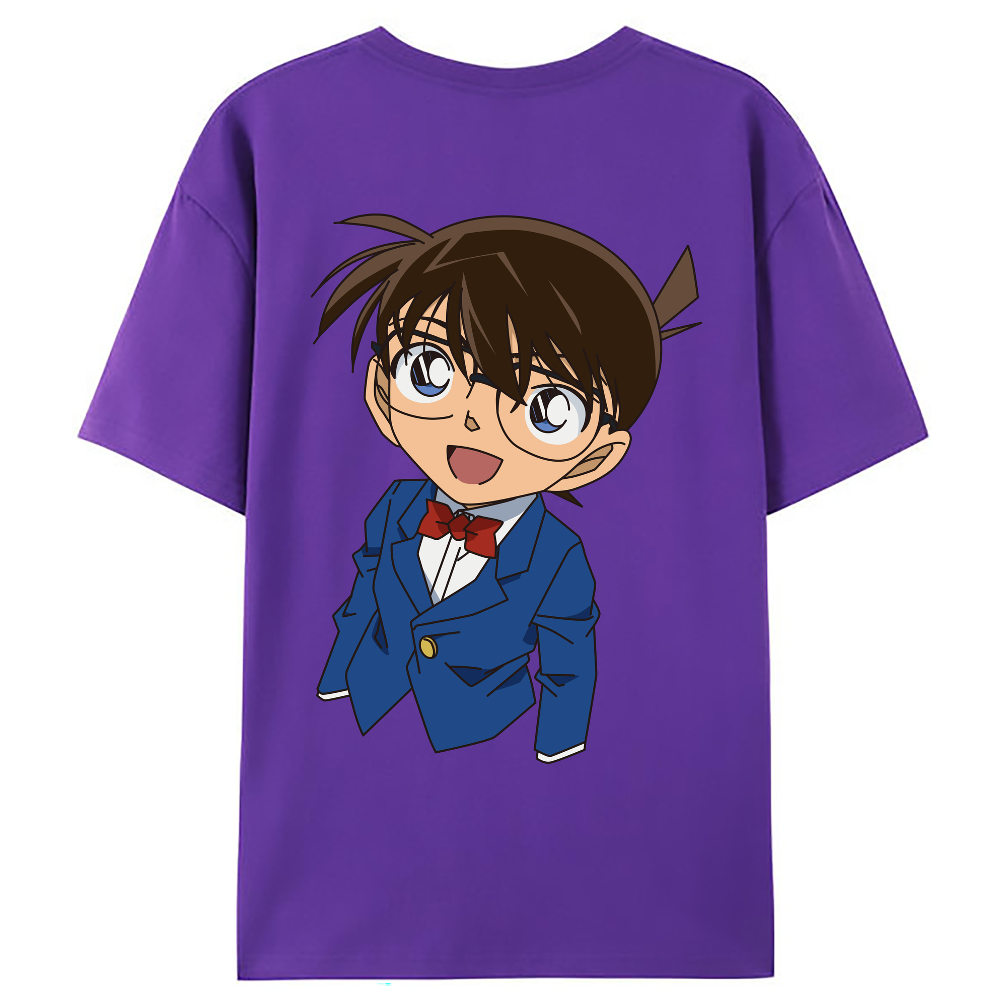 （画像用） 名探偵コナン 江戸川 コナン Detective Conan Conan Edogawa 綿100％ メンズ半袖Tシャツ（バックプリント） 通気性