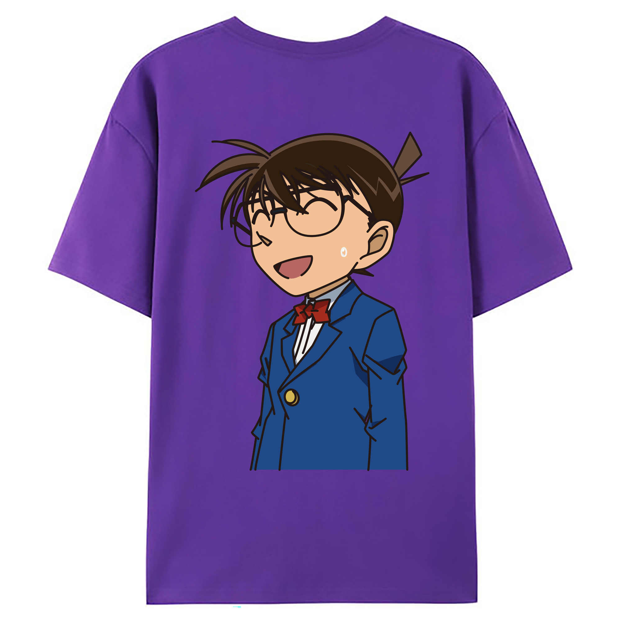 （画像用） 名探偵コナン 江戸川 コナン Detective Conan Conan Edogawa 綿100％ メンズ半袖Tシャツ（バックプリント） 通気性