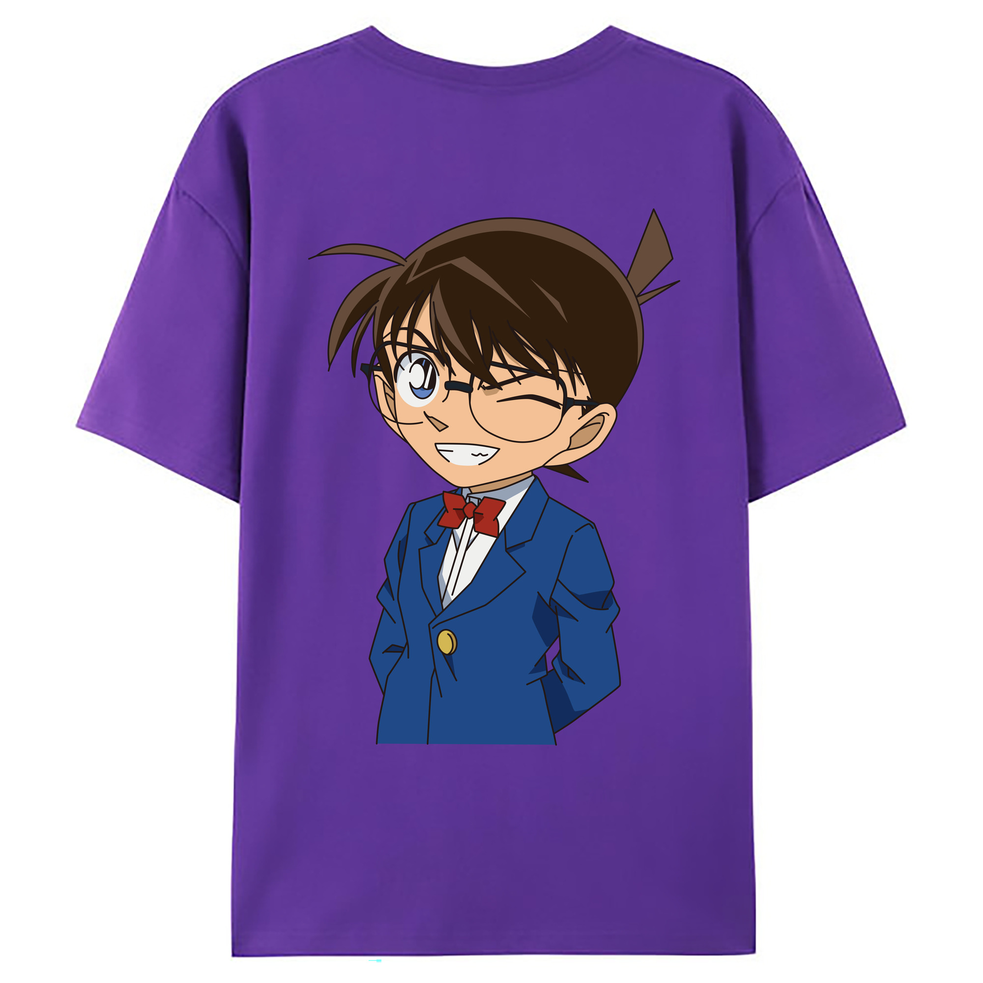 （画像用） 名探偵コナン 江戸川 コナン Detective Conan Conan Edogawa 綿100％ メンズ半袖Tシャツ（バックプリント） 通気性