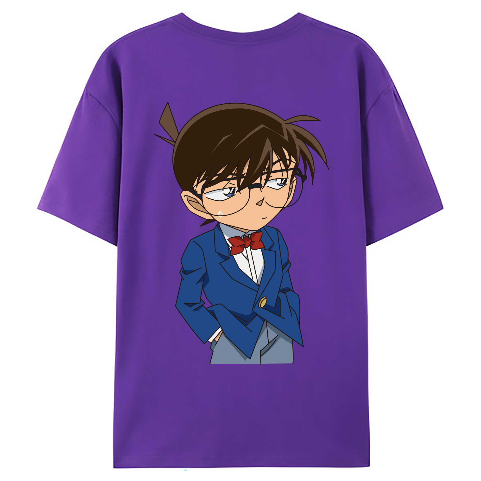 （画像用） 名探偵コナン 江戸川 コナン Detective Conan Conan Edogawa 綿100％ メンズ半袖Tシャツ（バックプリント） 通気性