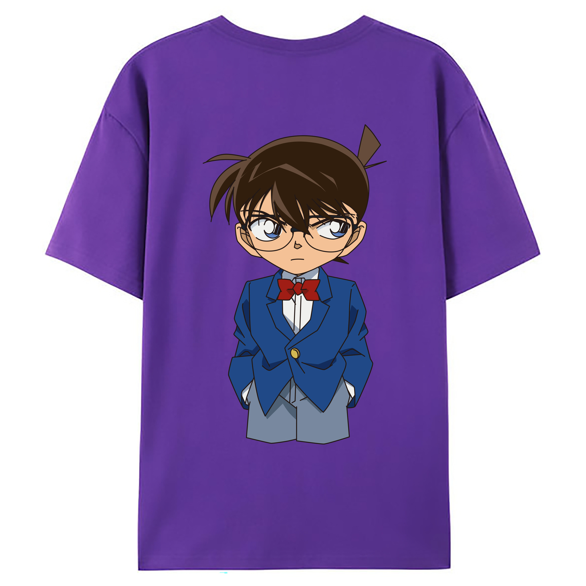 （画像用） 名探偵コナン 江戸川 コナン Detective Conan Conan Edogawa 綿100％ メンズ半袖Tシャツ（バックプリント） 通気性