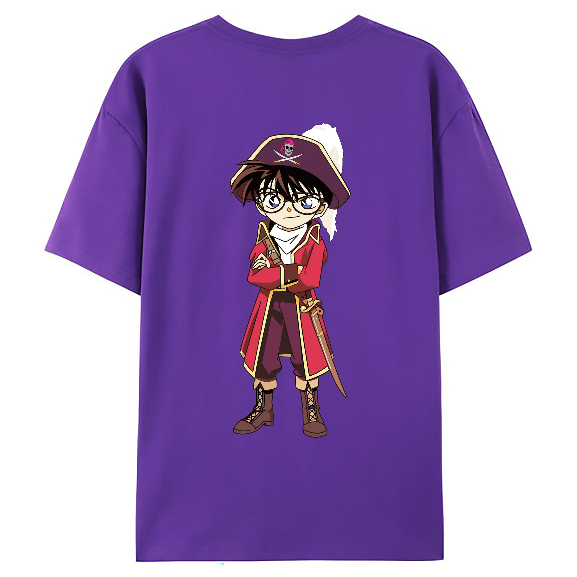 （画像用） 名探偵コナン 江戸川 コナン Detective Conan Conan Edogawa 綿100％ メンズ半袖Tシャツ（バックプリント） 通気性