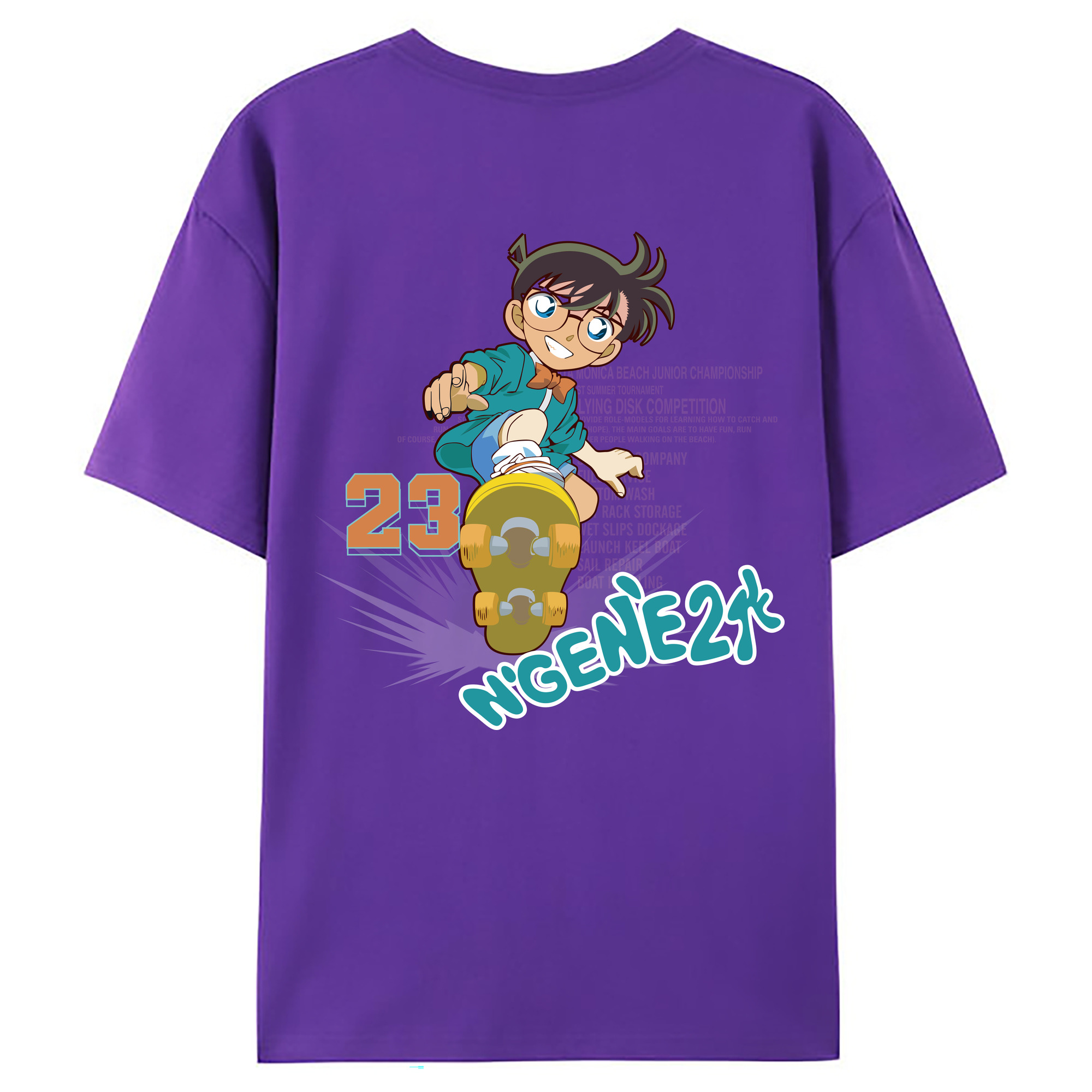（画像用） 名探偵コナン 江戸川 コナン Detective Conan Conan Edogawa 綿100％ メンズ半袖Tシャツ（バックプリント） 通気性