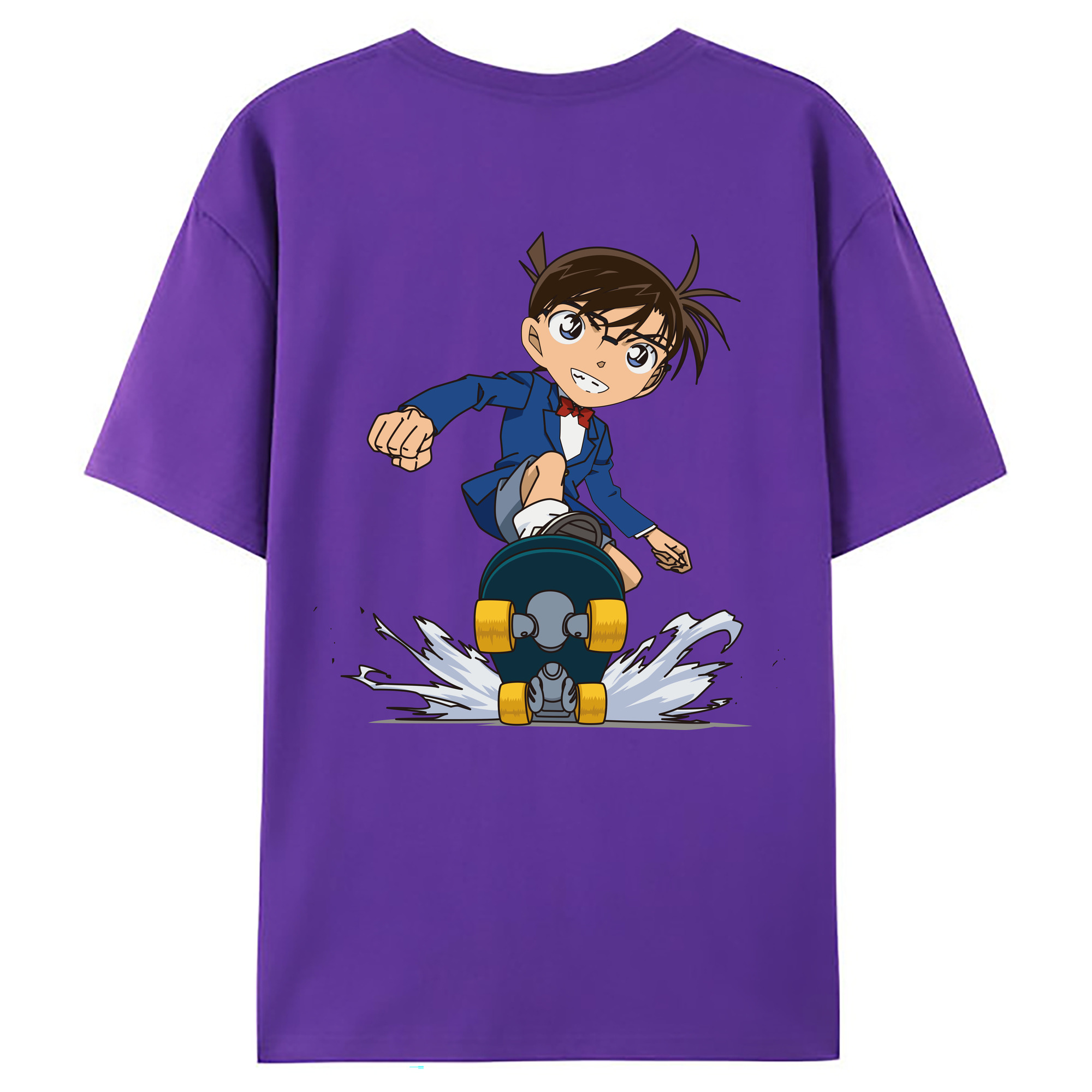 （画像用） 名探偵コナン 江戸川 コナン Detective Conan Conan Edogawa 綿100％ メンズ半袖Tシャツ（バックプリント） 通気性