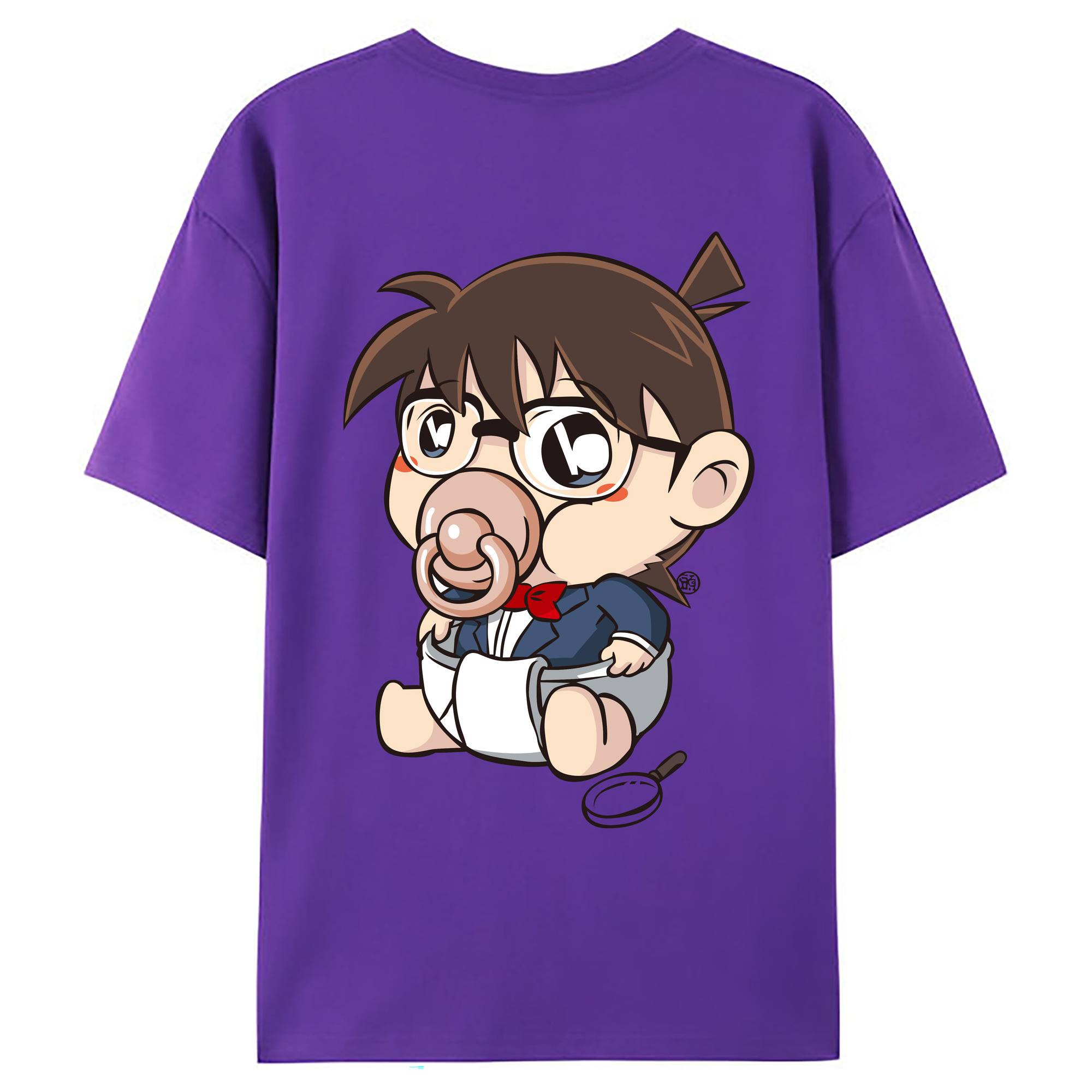 （画像用） 名探偵コナン 江戸川 コナン Detective Conan Conan Edogawa 綿100％ メンズ半袖Tシャツ（バックプリント） 通気性