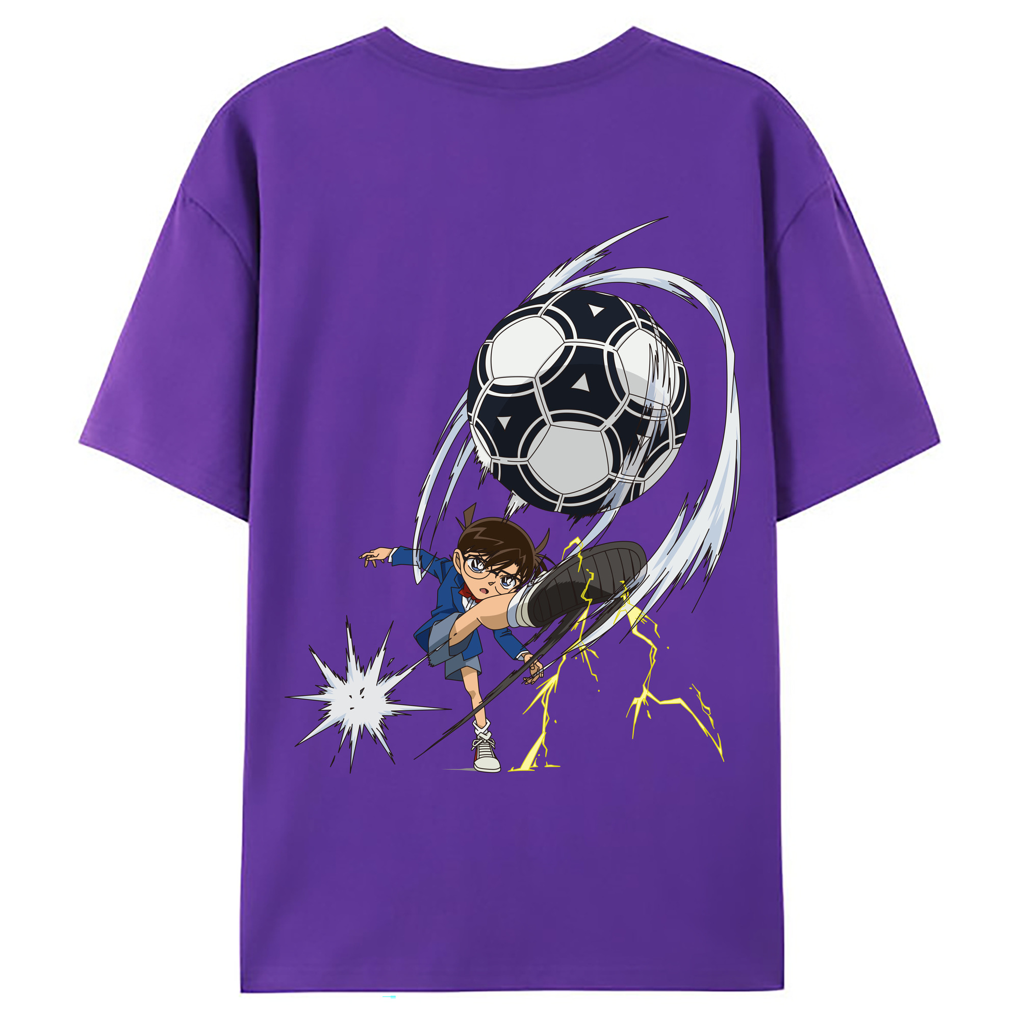 （画像用） 名探偵コナン 江戸川 コナン Detective Conan Conan Edogawa 綿100％ メンズ半袖Tシャツ（バックプリント） 通気性
