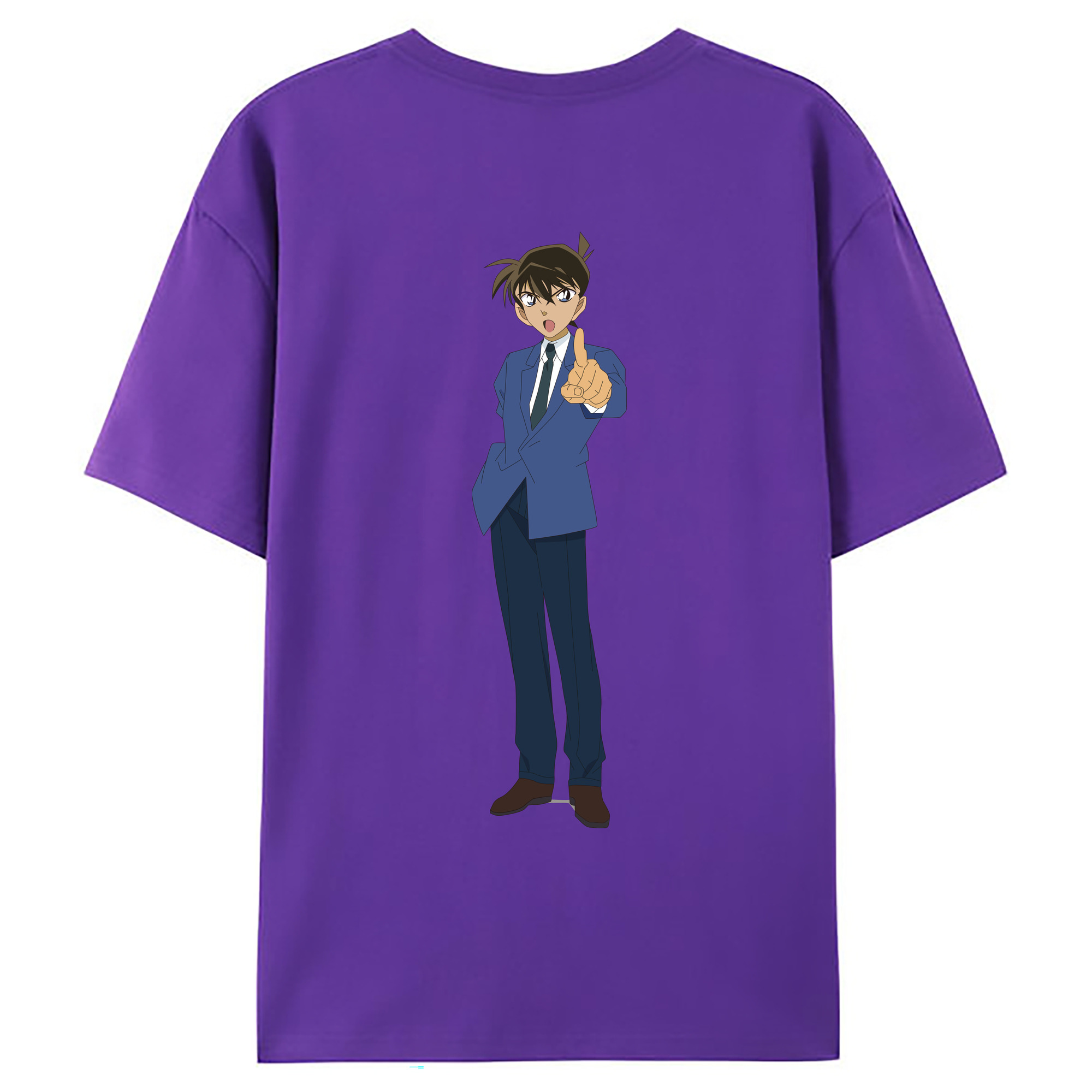 （画像用） 名探偵コナン 江戸川 コナン Detective Conan Conan Edogawa 綿100％ メンズ半袖Tシャツ（バックプリント） 通気性