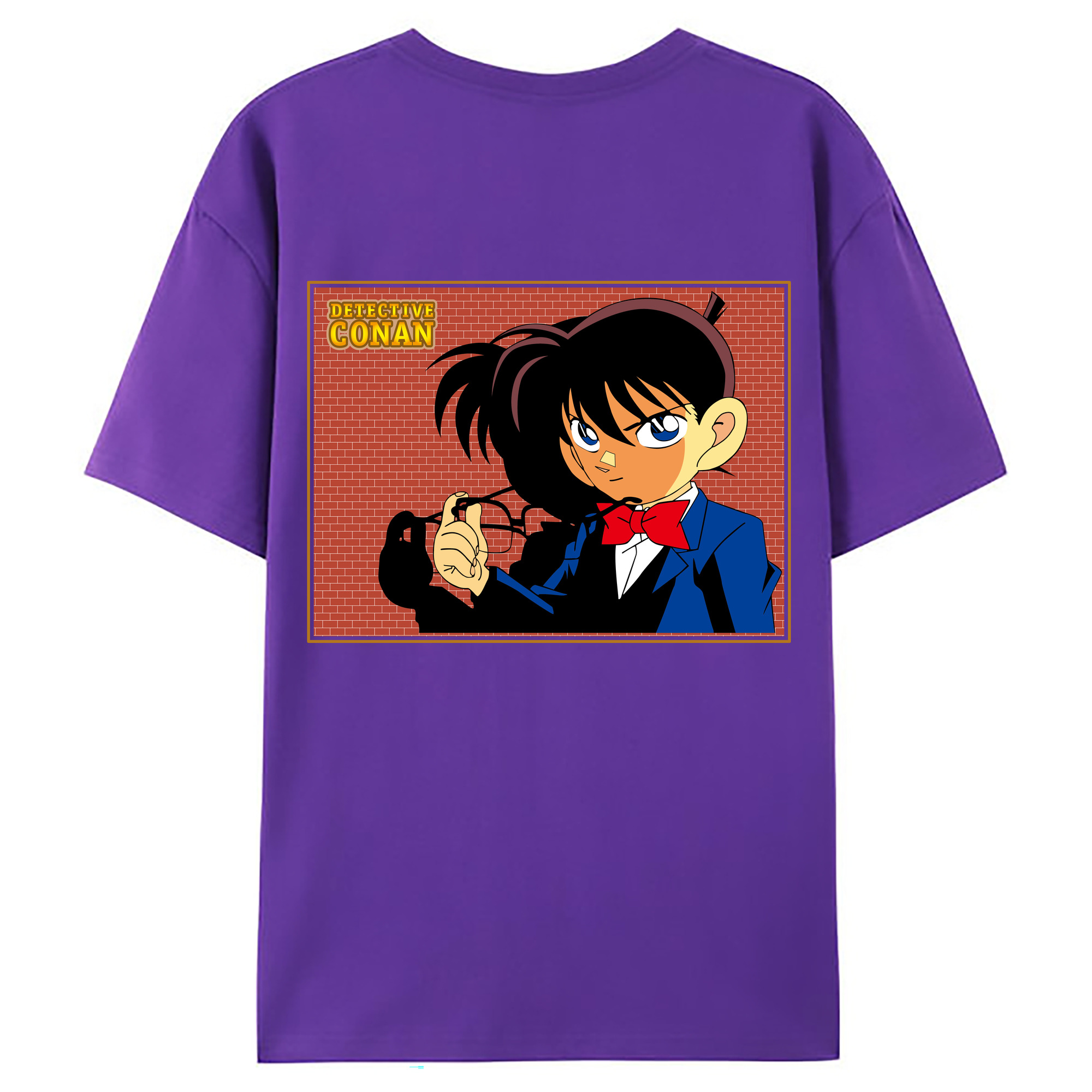 （画像用） 名探偵コナン 江戸川 コナン Detective Conan Conan Edogawa 綿100％ メンズ半袖Tシャツ（バックプリント） 通気性