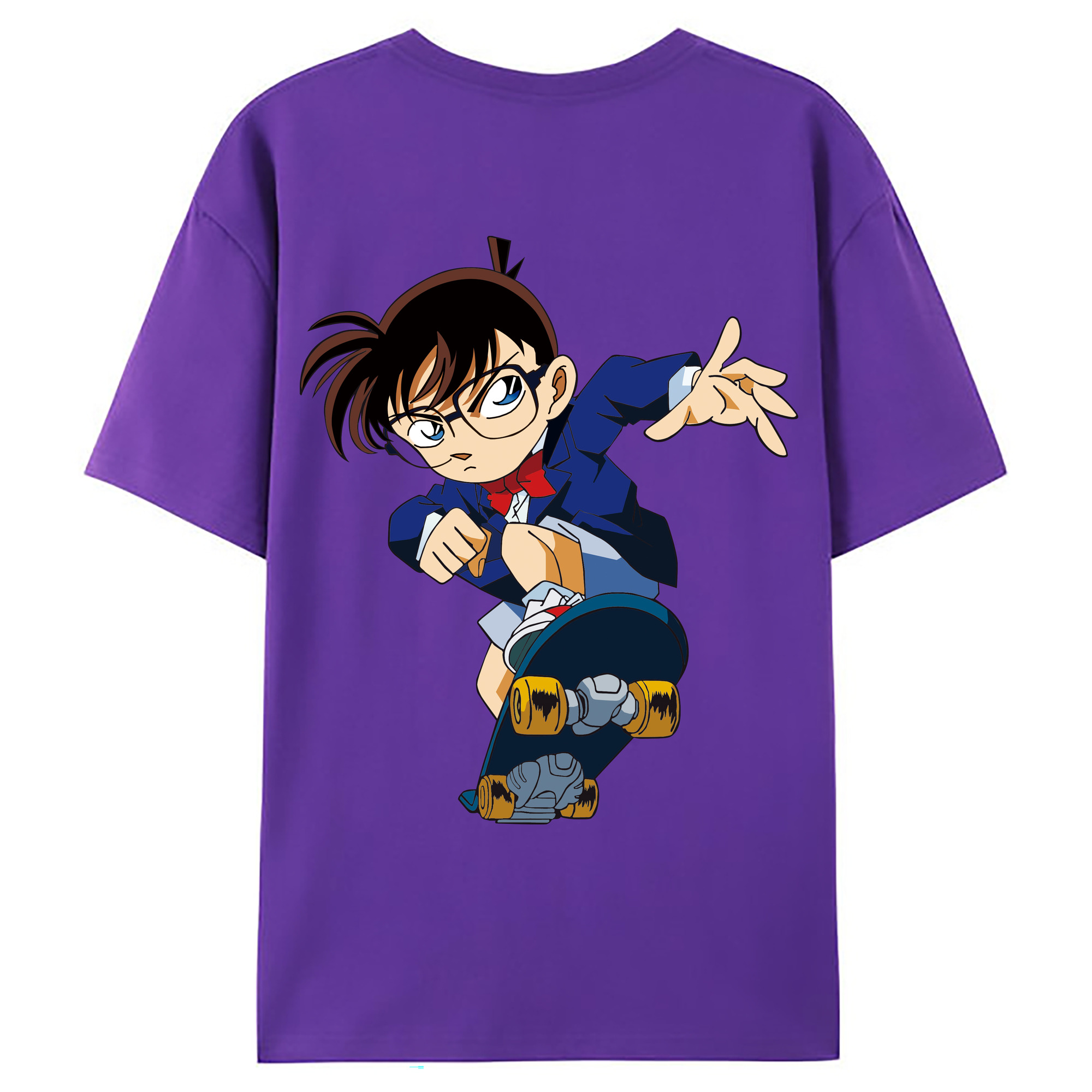（画像用） 名探偵コナン 江戸川 コナン Detective Conan Conan Edogawa 綿100％ メンズ半袖Tシャツ（バックプリント） 通気性