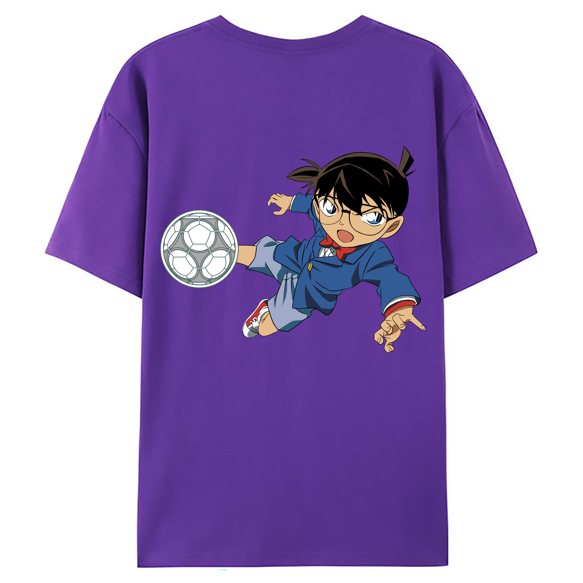 （画像用） 名探偵コナン 江戸川 コナン Detective Conan Conan Edogawa 綿100％ メンズ半袖Tシャツ（バックプリント） 通気性