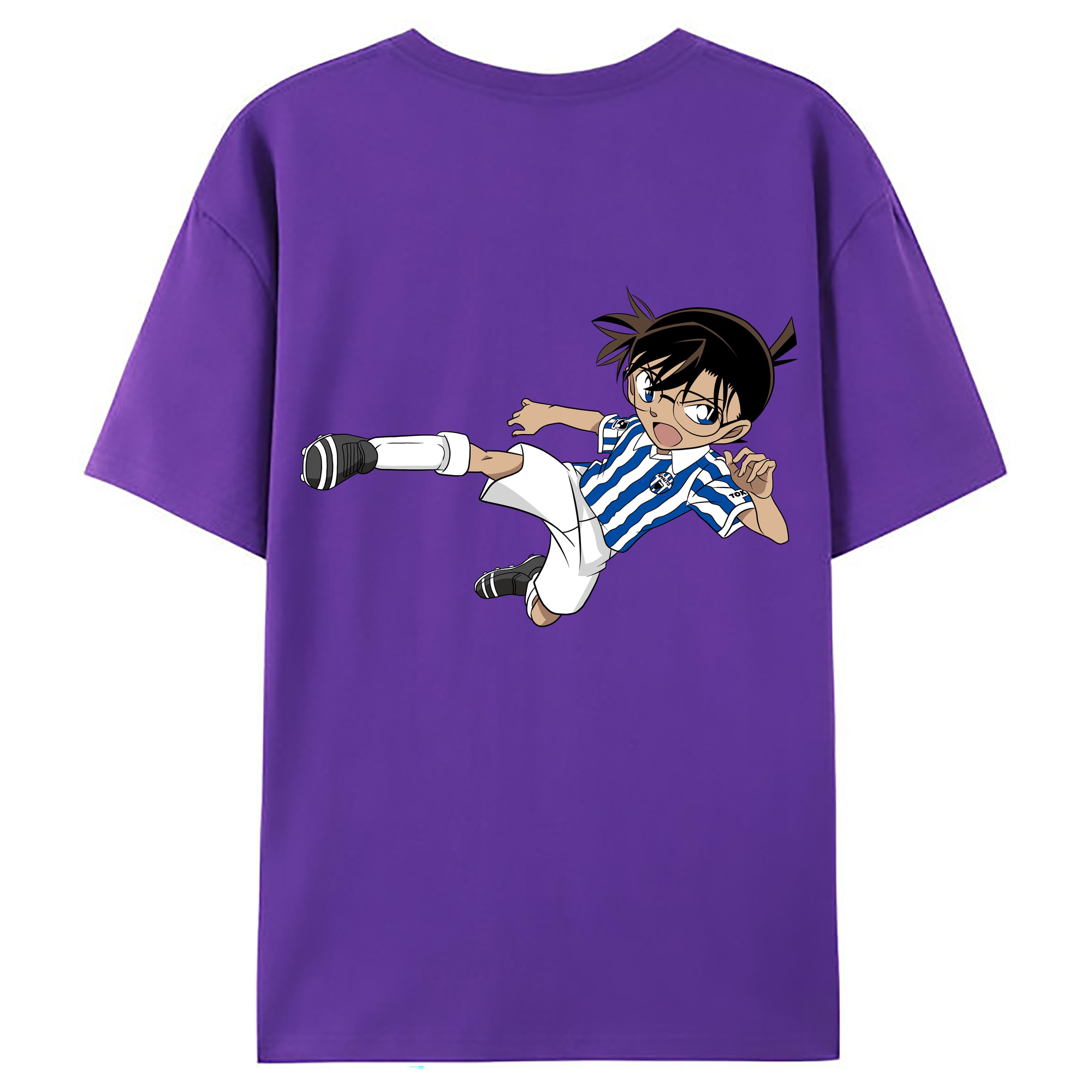 （画像用） 名探偵コナン 江戸川 コナン Detective Conan Conan Edogawa 綿100％ メンズ半袖Tシャツ（バックプリント） 通気性