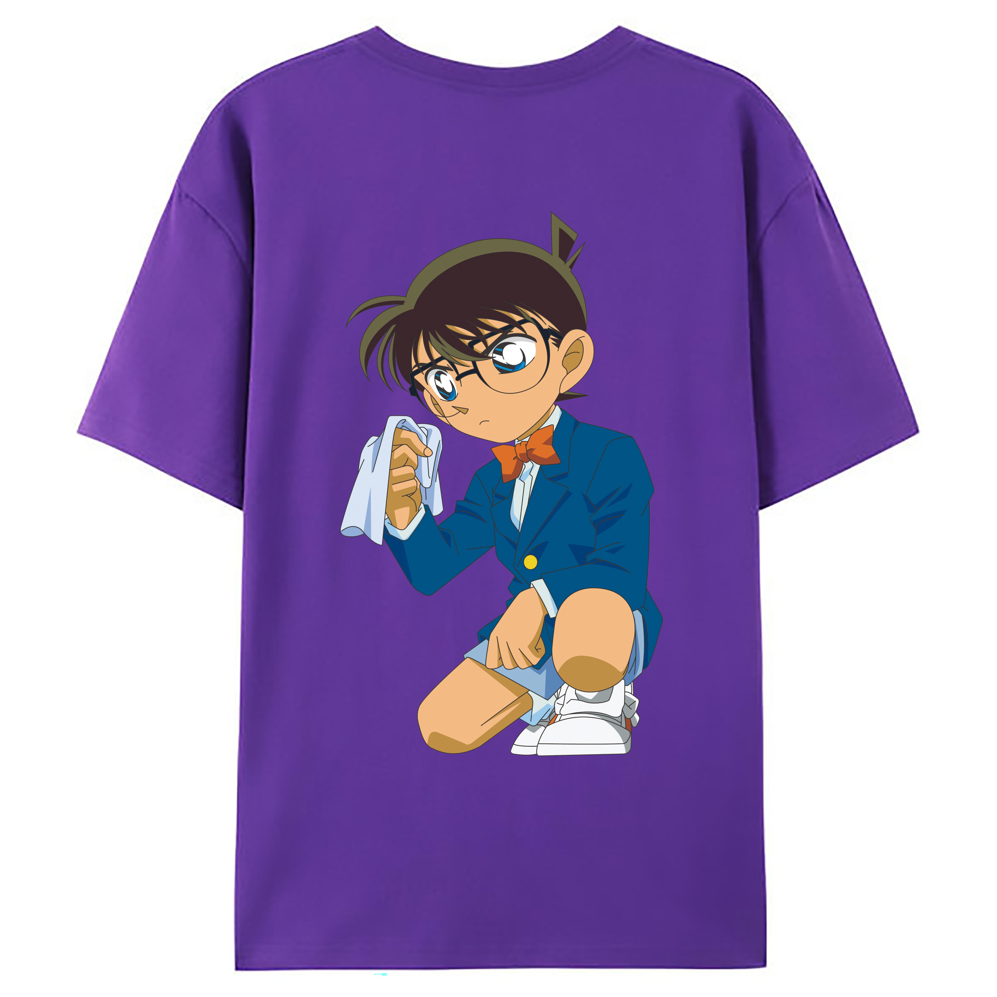 （画像用） 名探偵コナン 江戸川 コナン Detective Conan Conan Edogawa 綿100％ メンズ半袖Tシャツ（バックプリント） 通気性