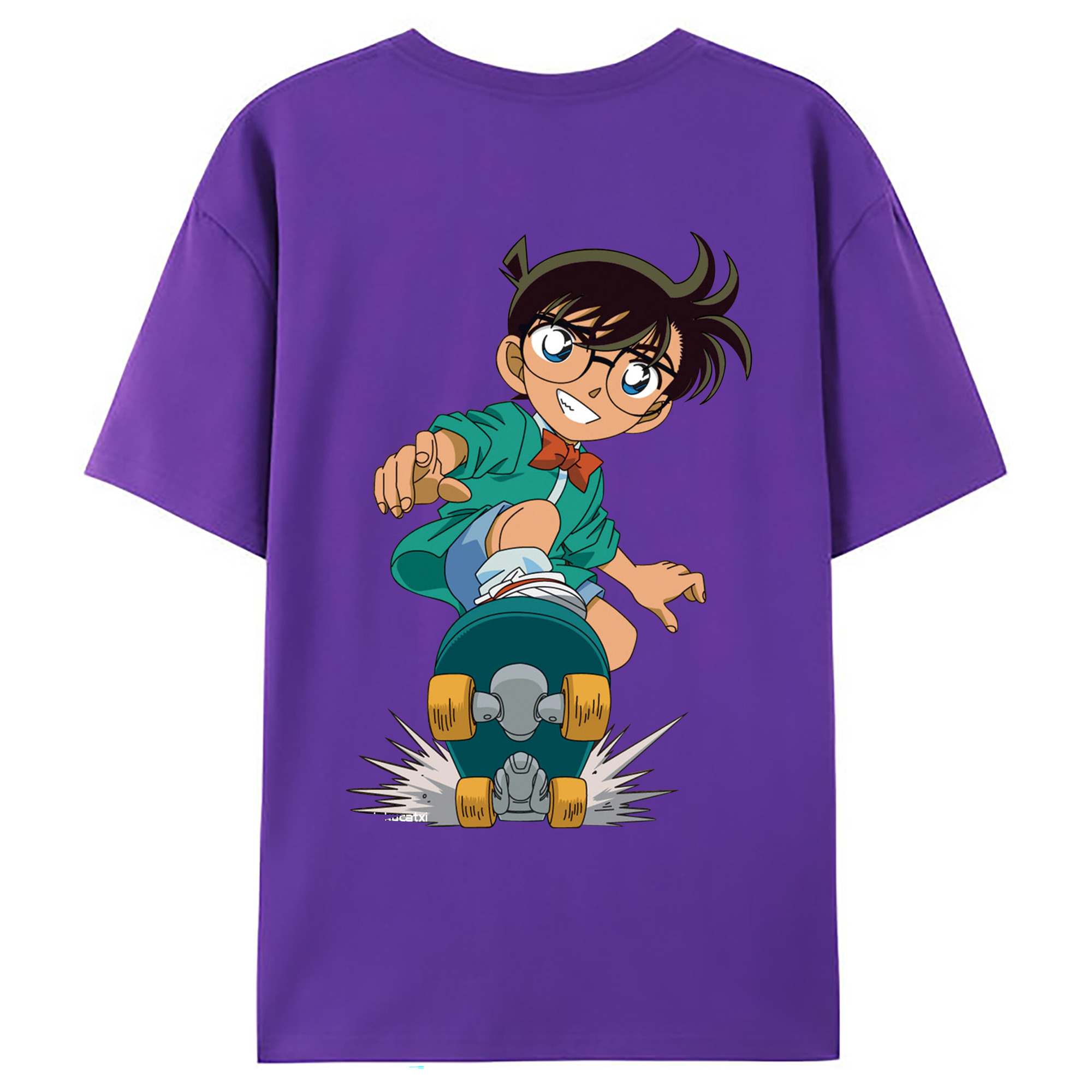 （画像用） 名探偵コナン 江戸川 コナン Detective Conan Conan Edogawa 綿100％ メンズ半袖Tシャツ（バックプリント） 通気性